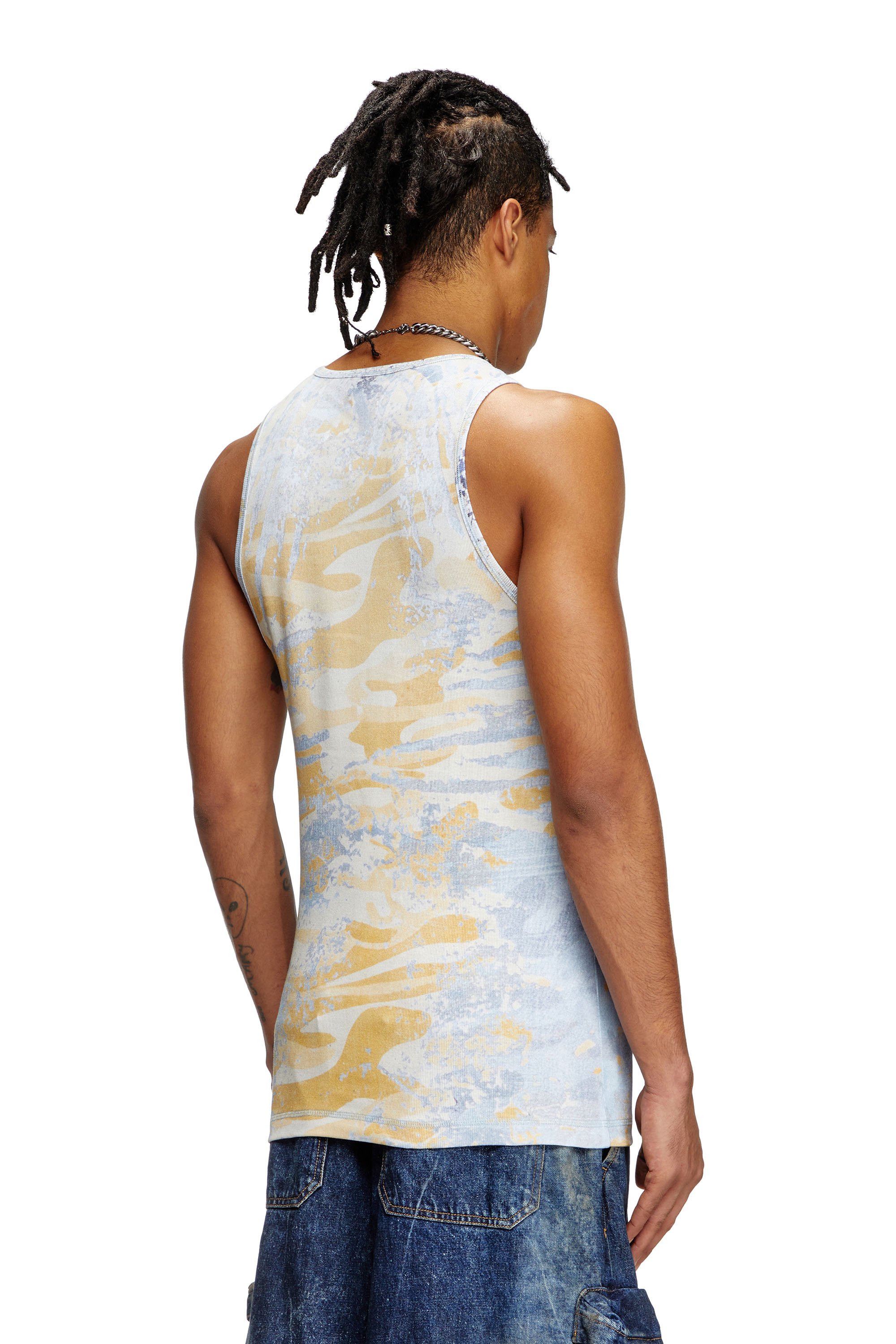 Diesel - T-LIFTY-DD, Unisex's Camo tank top in stretch cotton in Blue/Yellow - 3