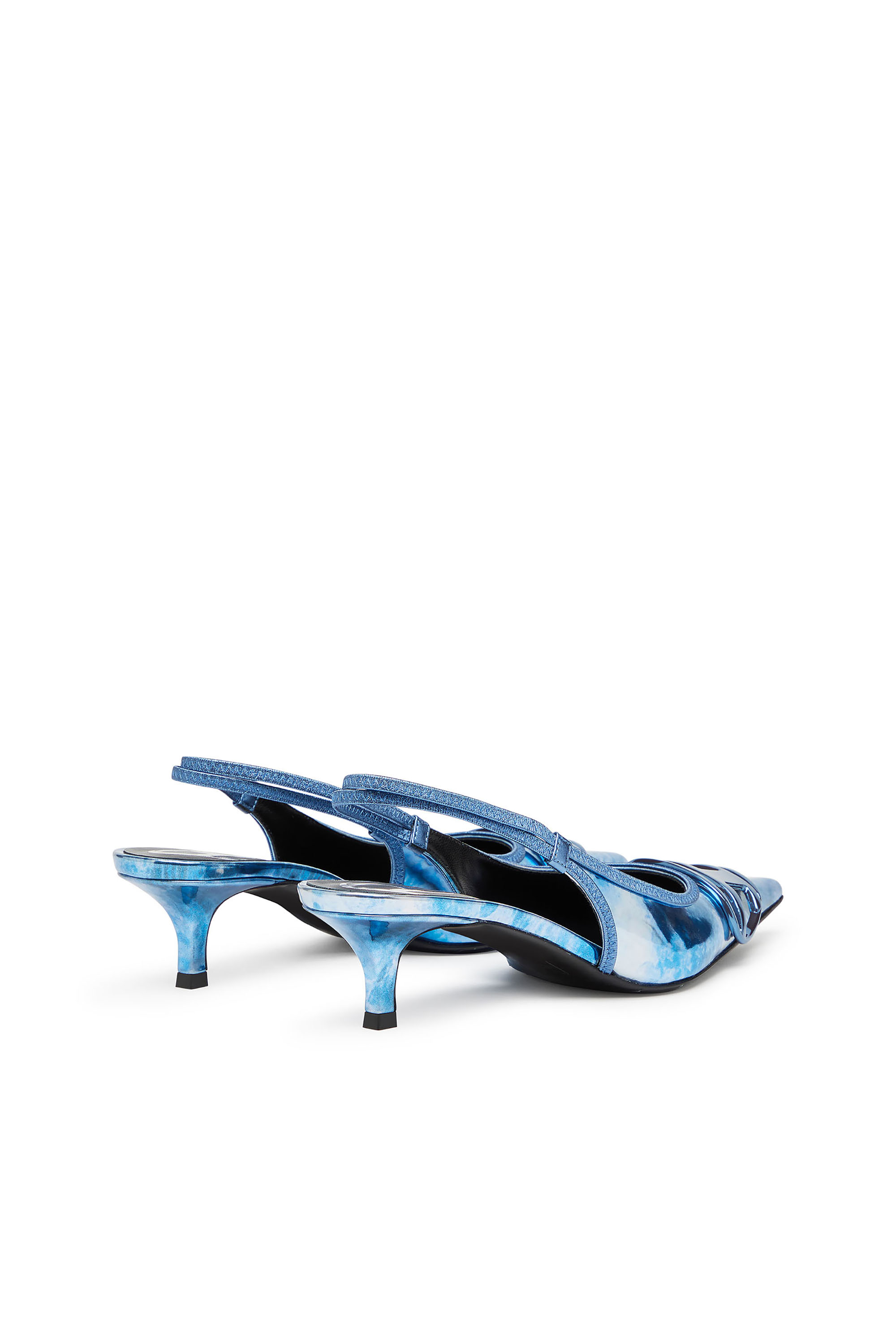 Diesel - D-VENUS SB 40, Woman's Two-tone metallic slingback pumps in Blue - 3