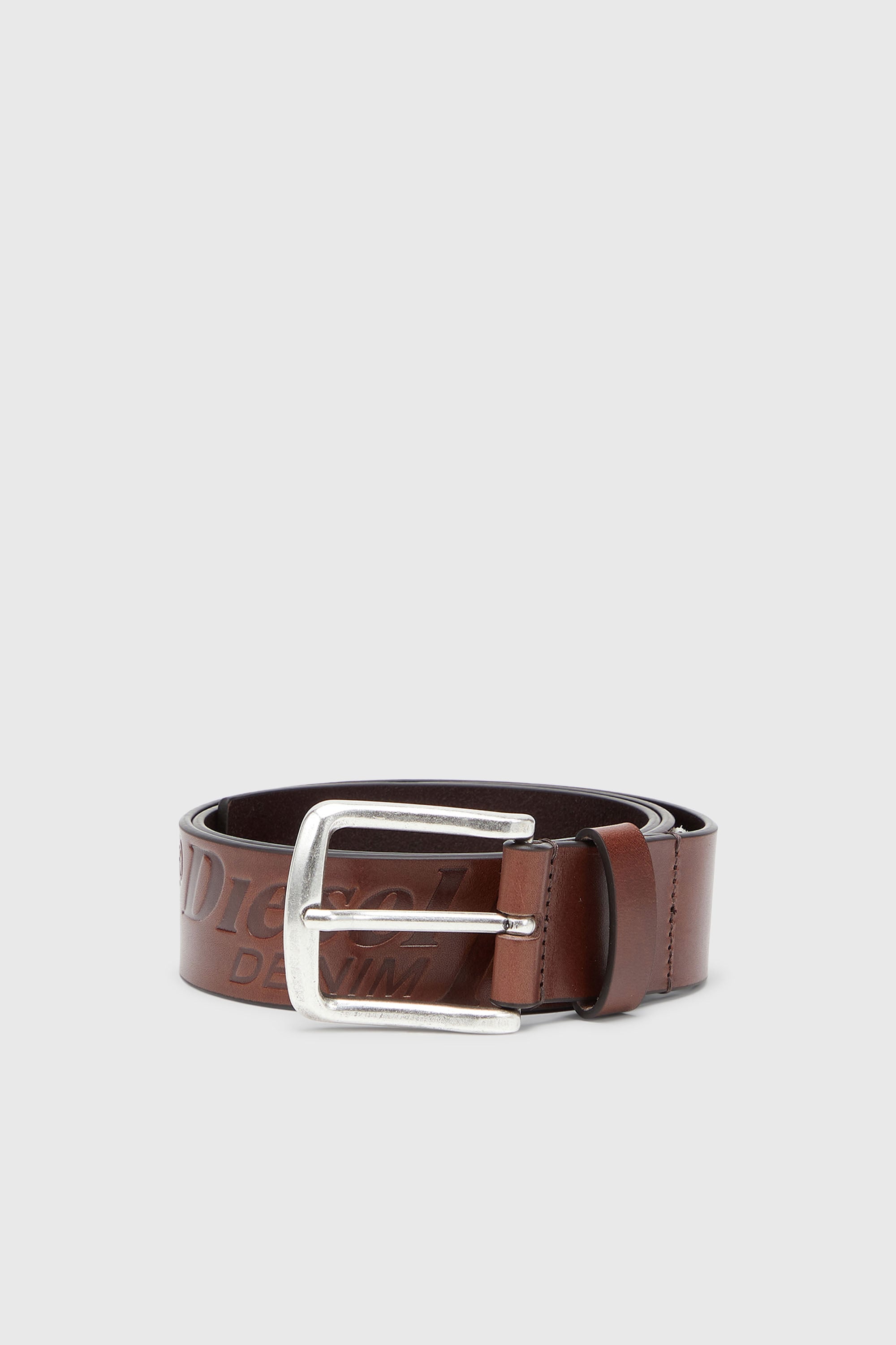 4 cm leather belt with engraved logo