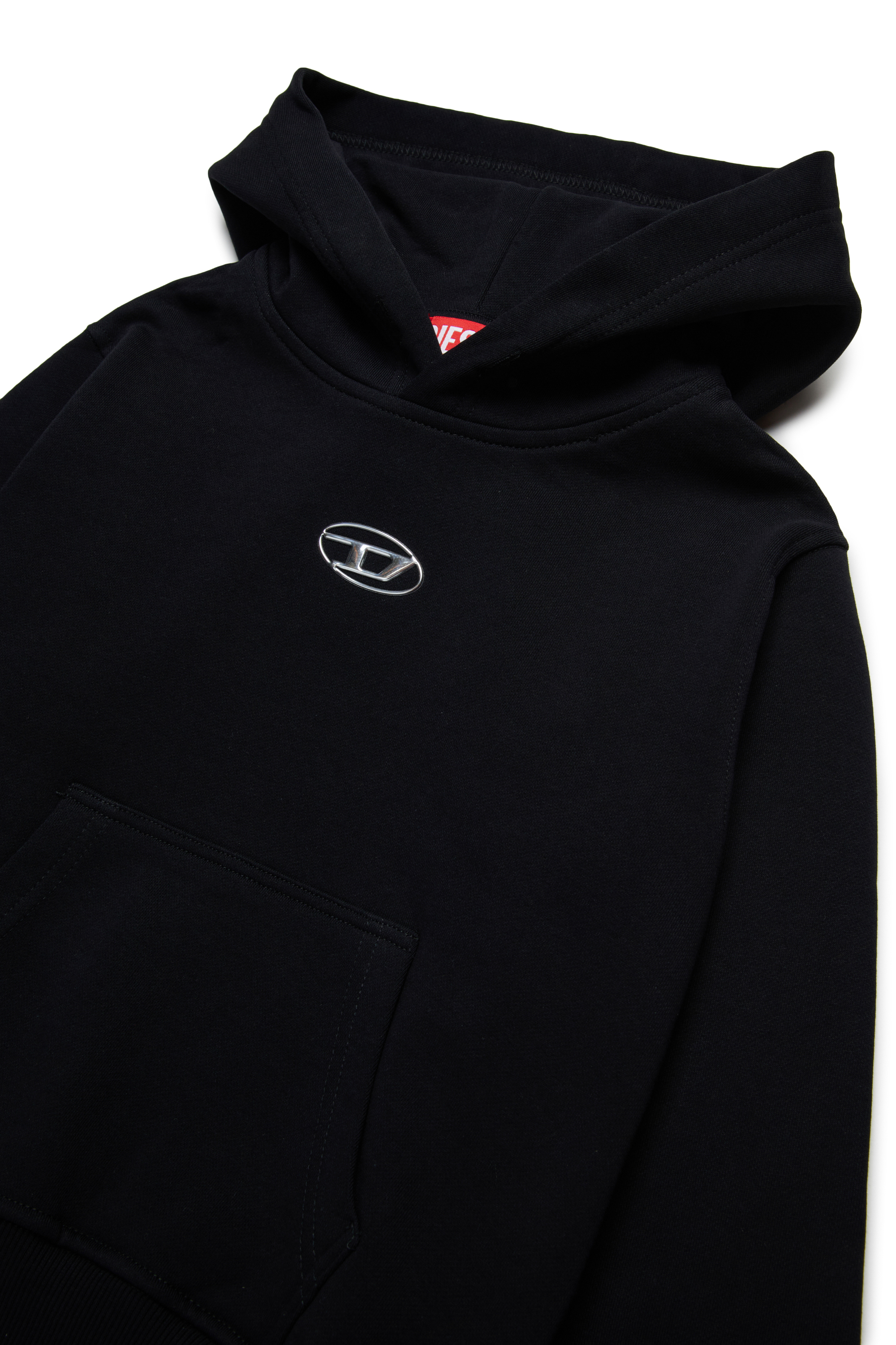 Diesel - SMACSHOODOD OVER, Man's Hoodie with metal-look Oval D logo in Black - 3