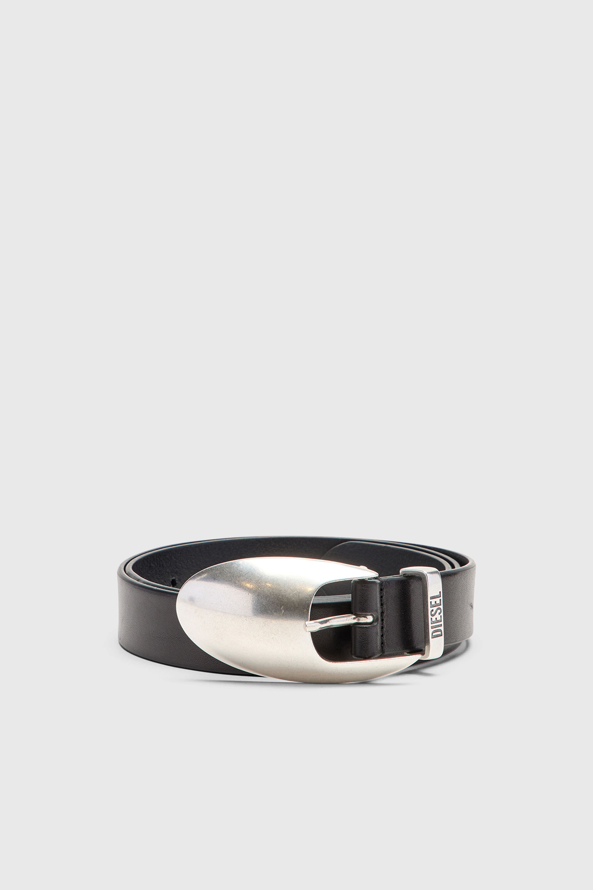 3cm leather belt with sculptural buckle