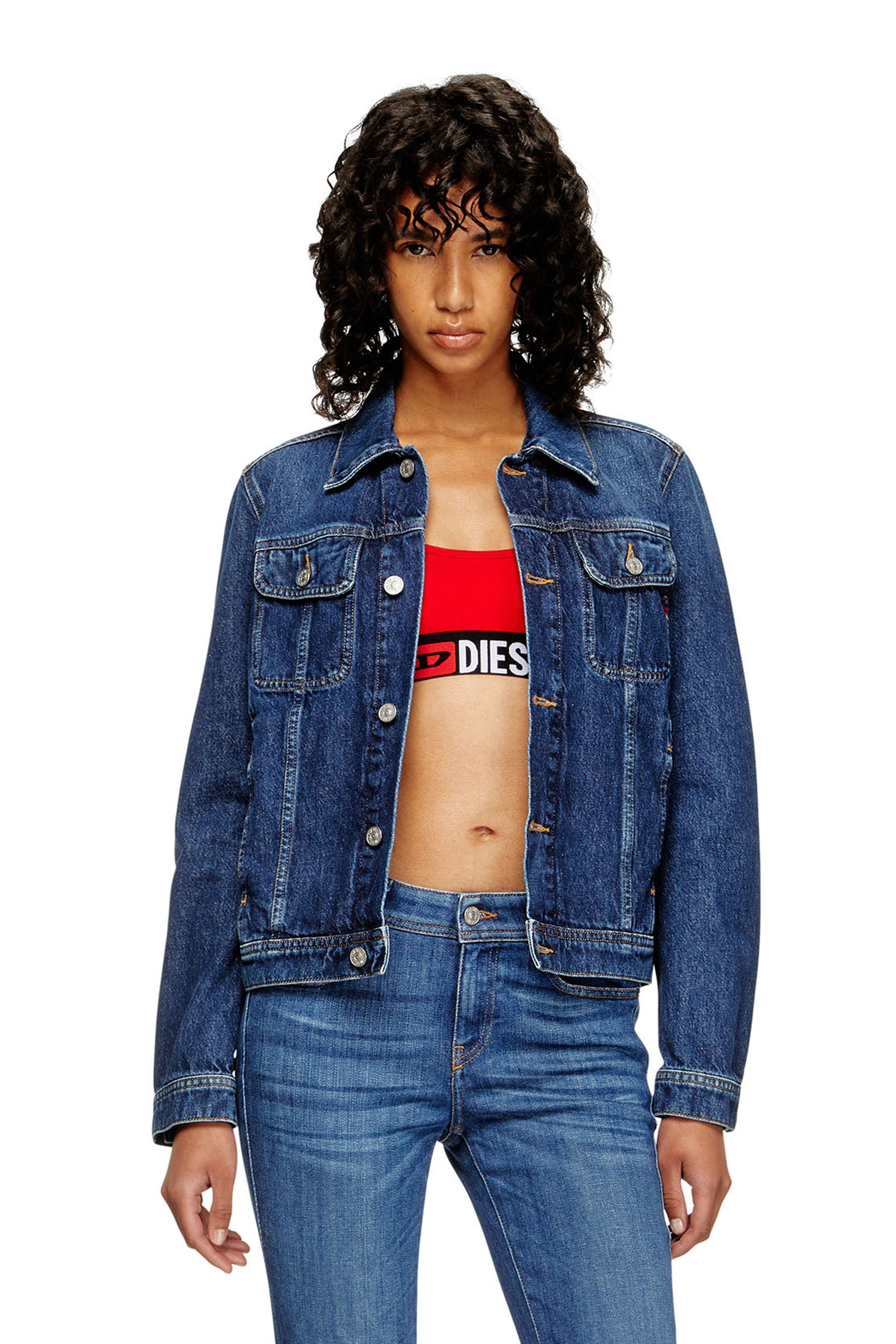 Diesel - UFSB-ORIBA, Woman's Bralette with logo band in Red - 4