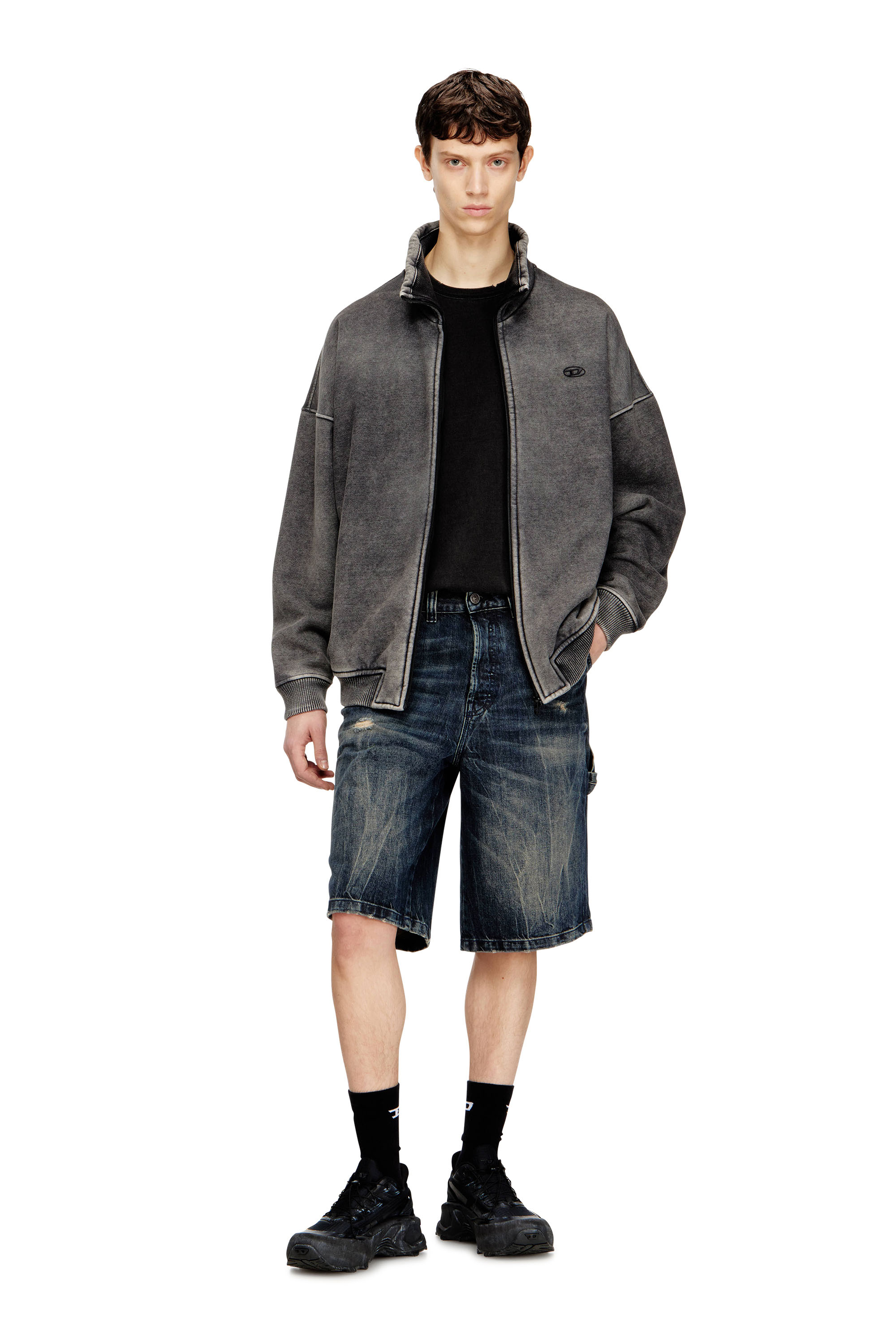 Diesel - D-LIVERY-W-SHORT, Man's Relaxed-fit denim shorts with abrasions in Dark Blue - 2