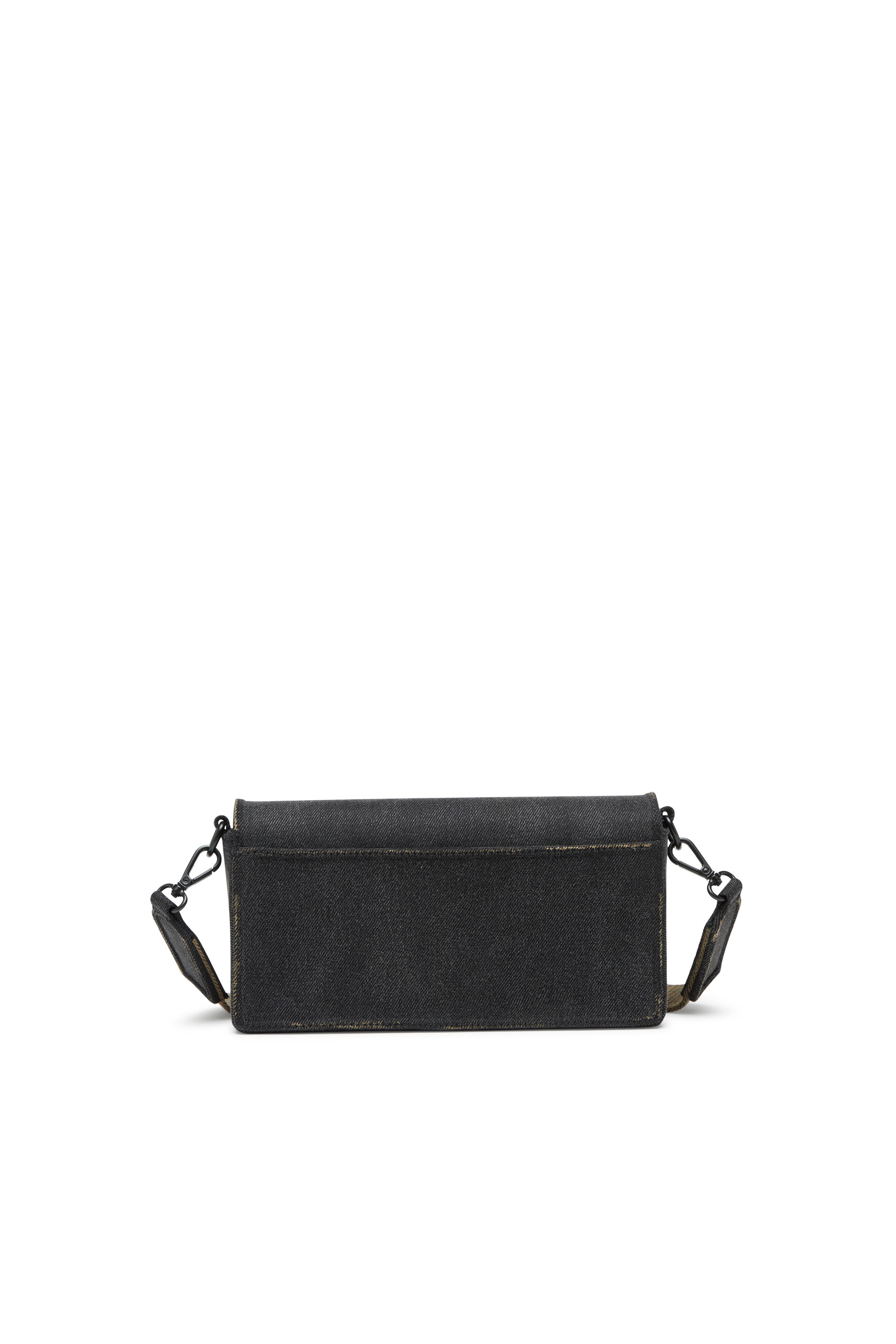 Diesel - BISCOTTO SHOULDER BAG M, Woman's Biscotto M-Rectangular shoulder bag in washed denim in Black - 2