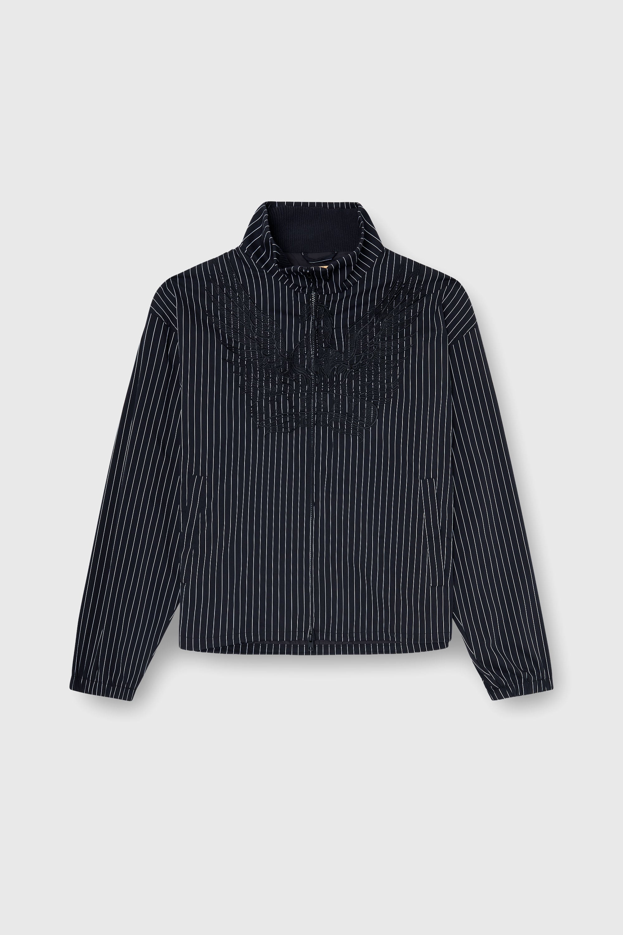 Diesel - J-CORSAR-NJCA, Man's Nylon pinstripe Jacket with Phoenix embroidery in Black - 2