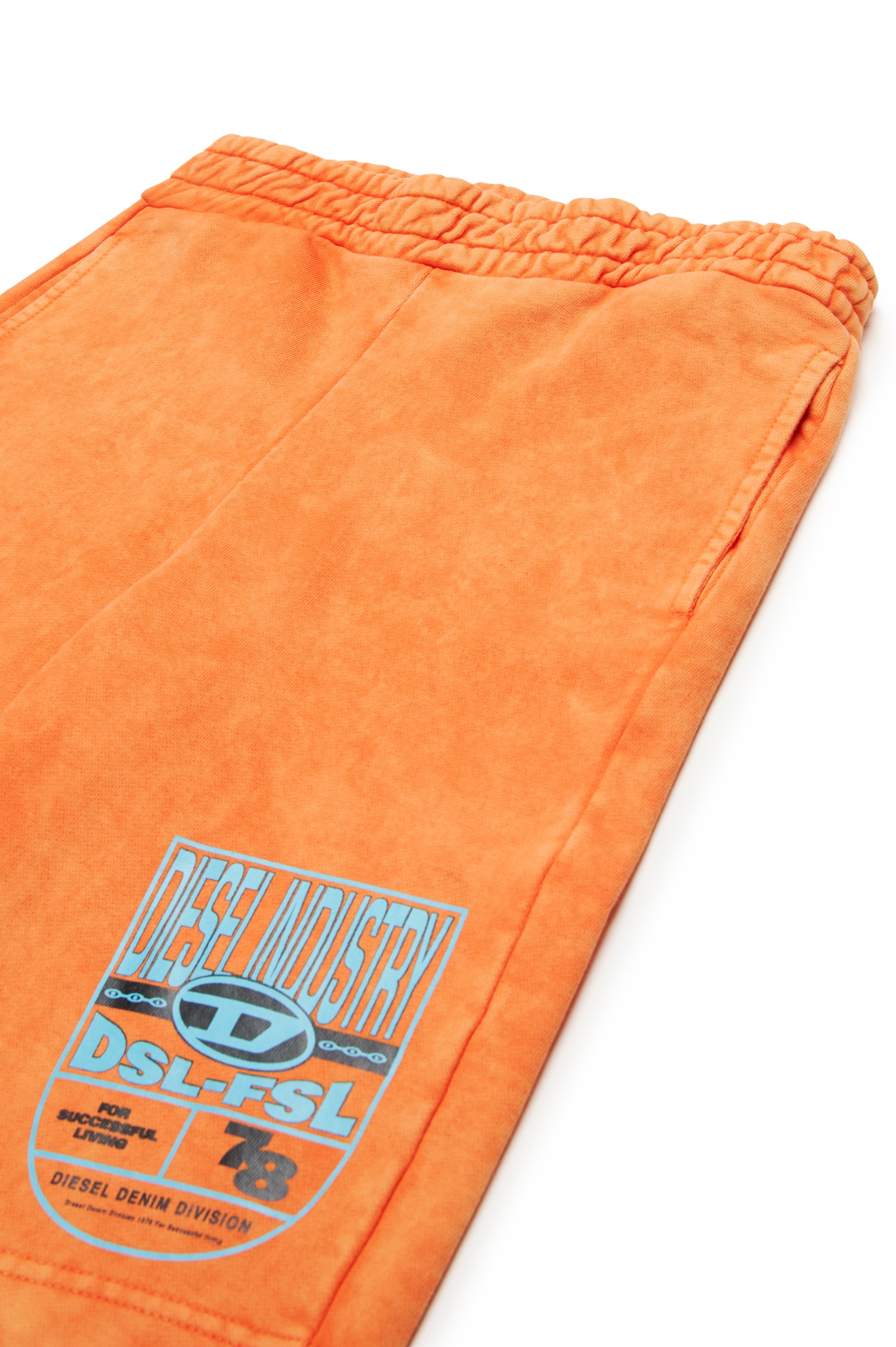 Diesel - PARRID, Man's Marbled sweat shorts with graphic print in Orange - 3