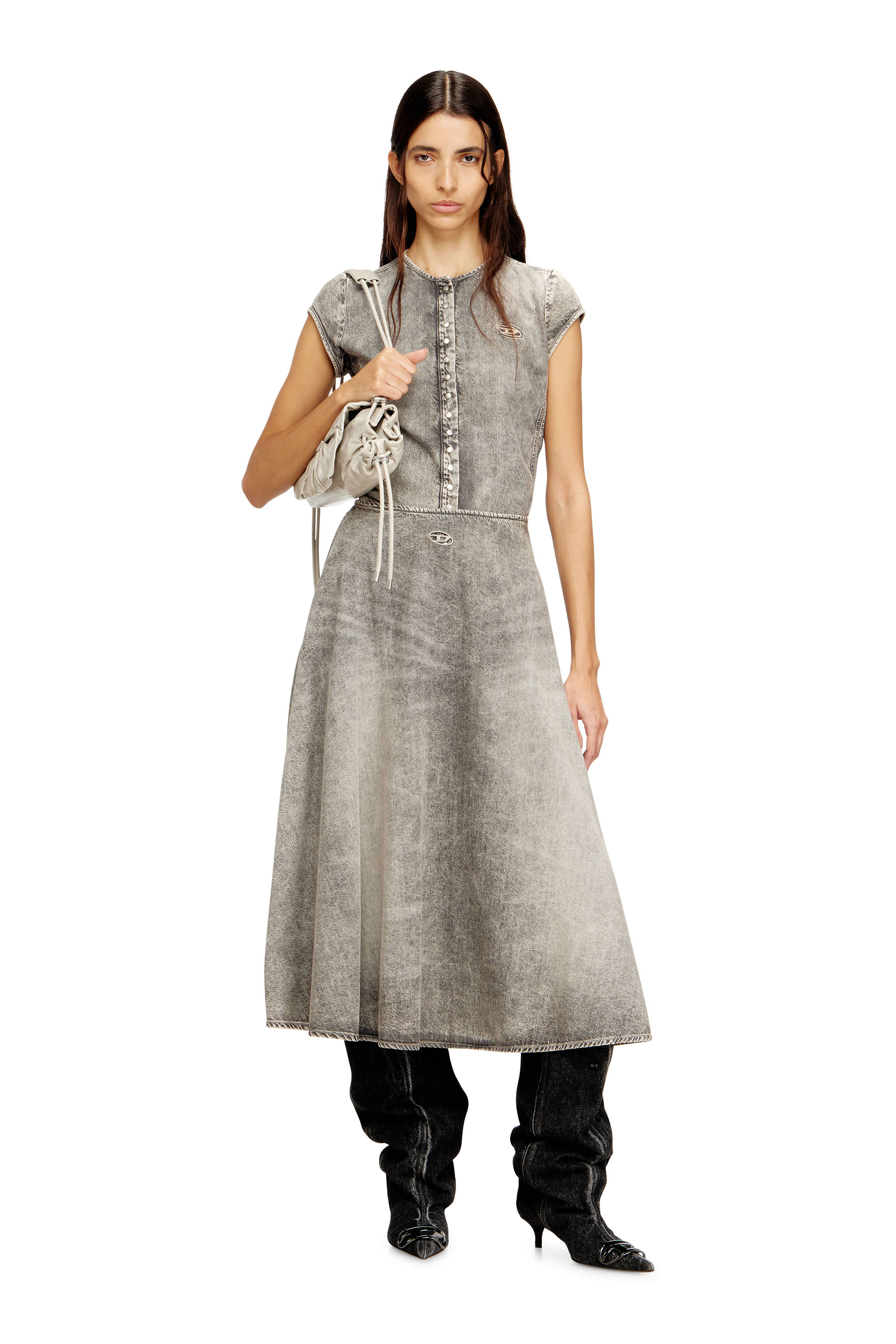 Diesel - SCRUNCH-D SHOULDER S, Woman's Scrunch-D S-Shoulder bag in scrunched leather in White - 3