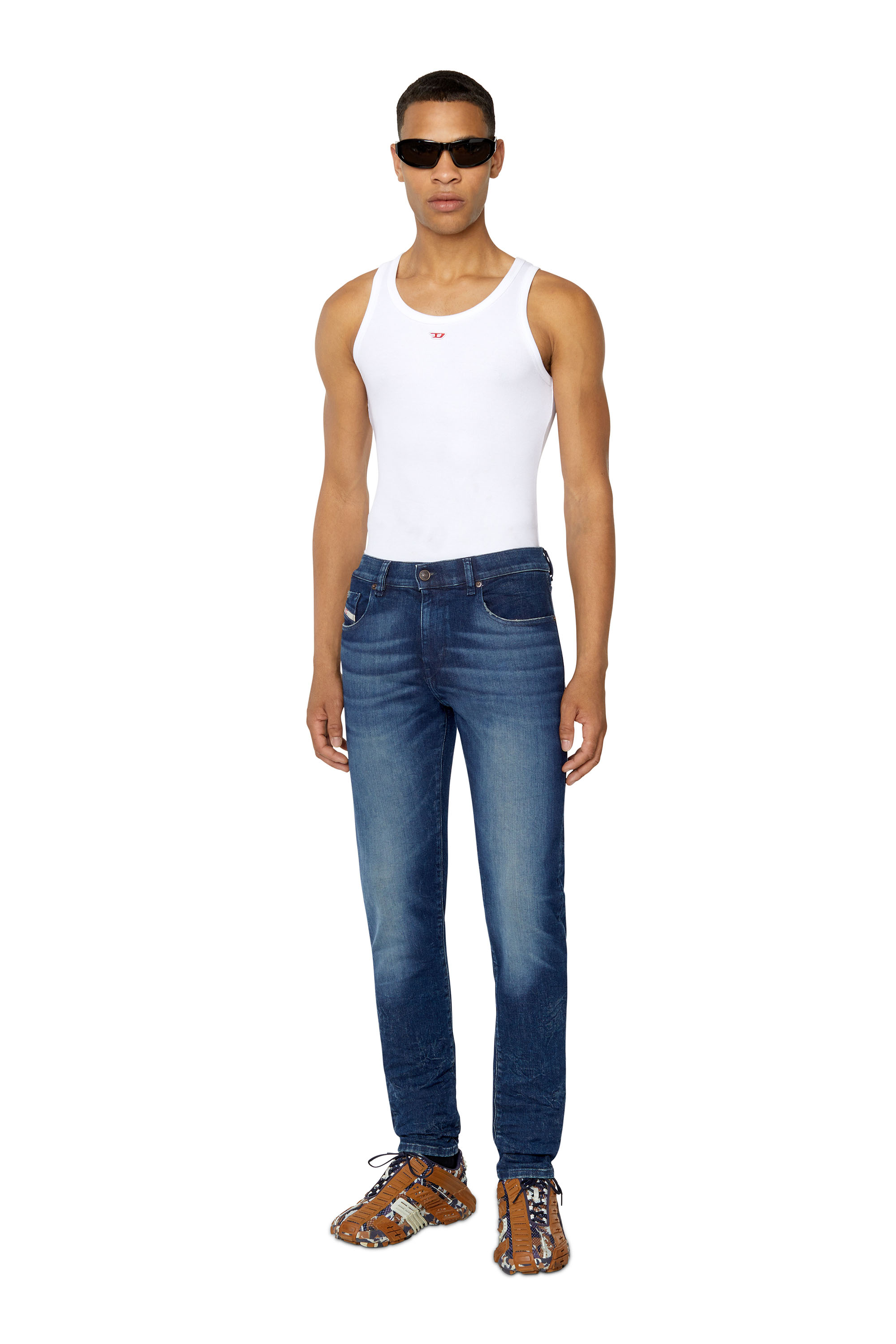 Diesel - 2019 D-Strukt 09F54 Slim Jeans, Dark Blue - Image 5