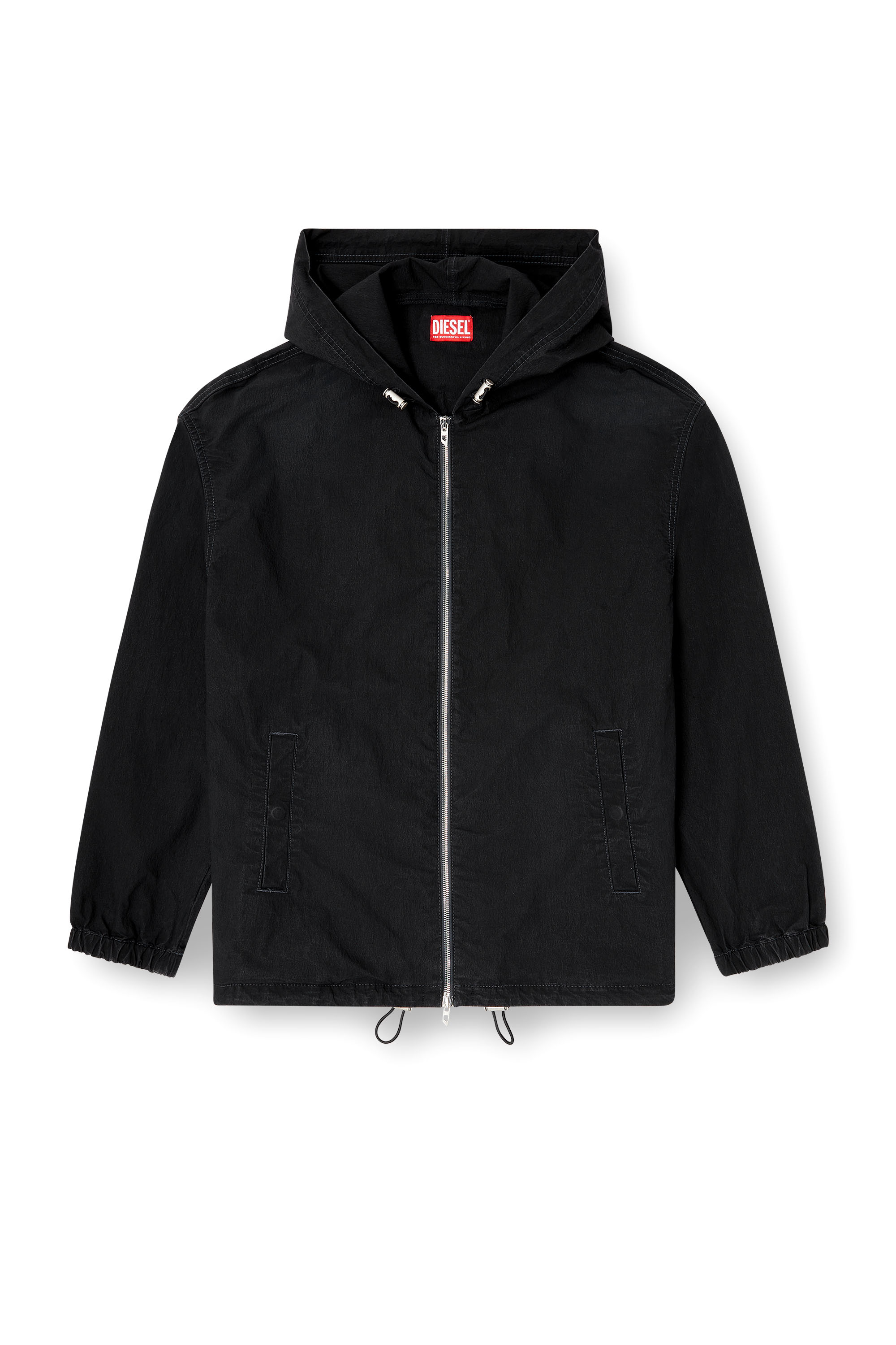 Diesel - D-WYNNY JOGG, Man's Hooded technical JoggJeans jacket in Black/Dark grey - 3