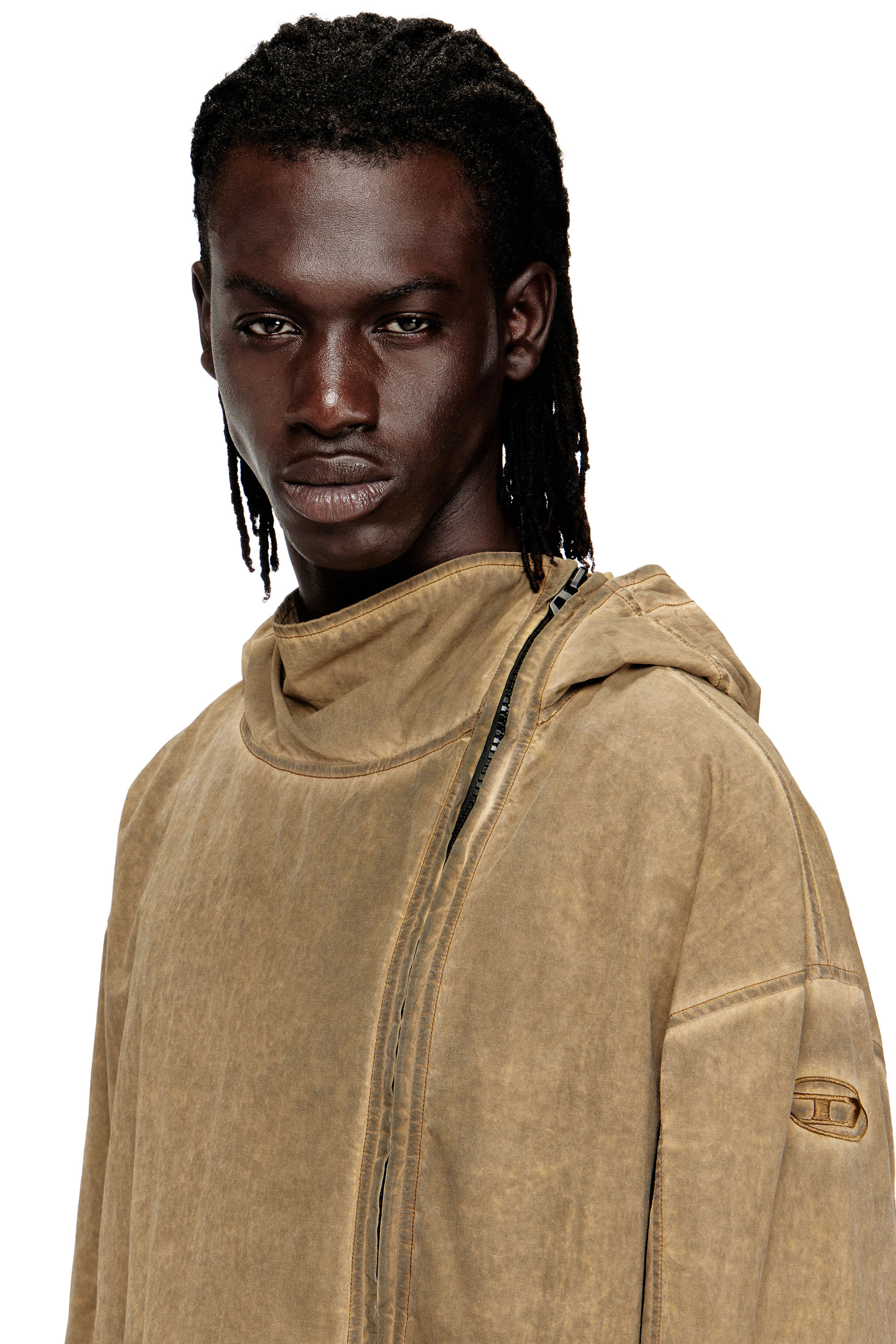 Diesel - J-SQUAD-TREAT, Man's Dirt-effect hooded jacket in Taslan in Beige - 5