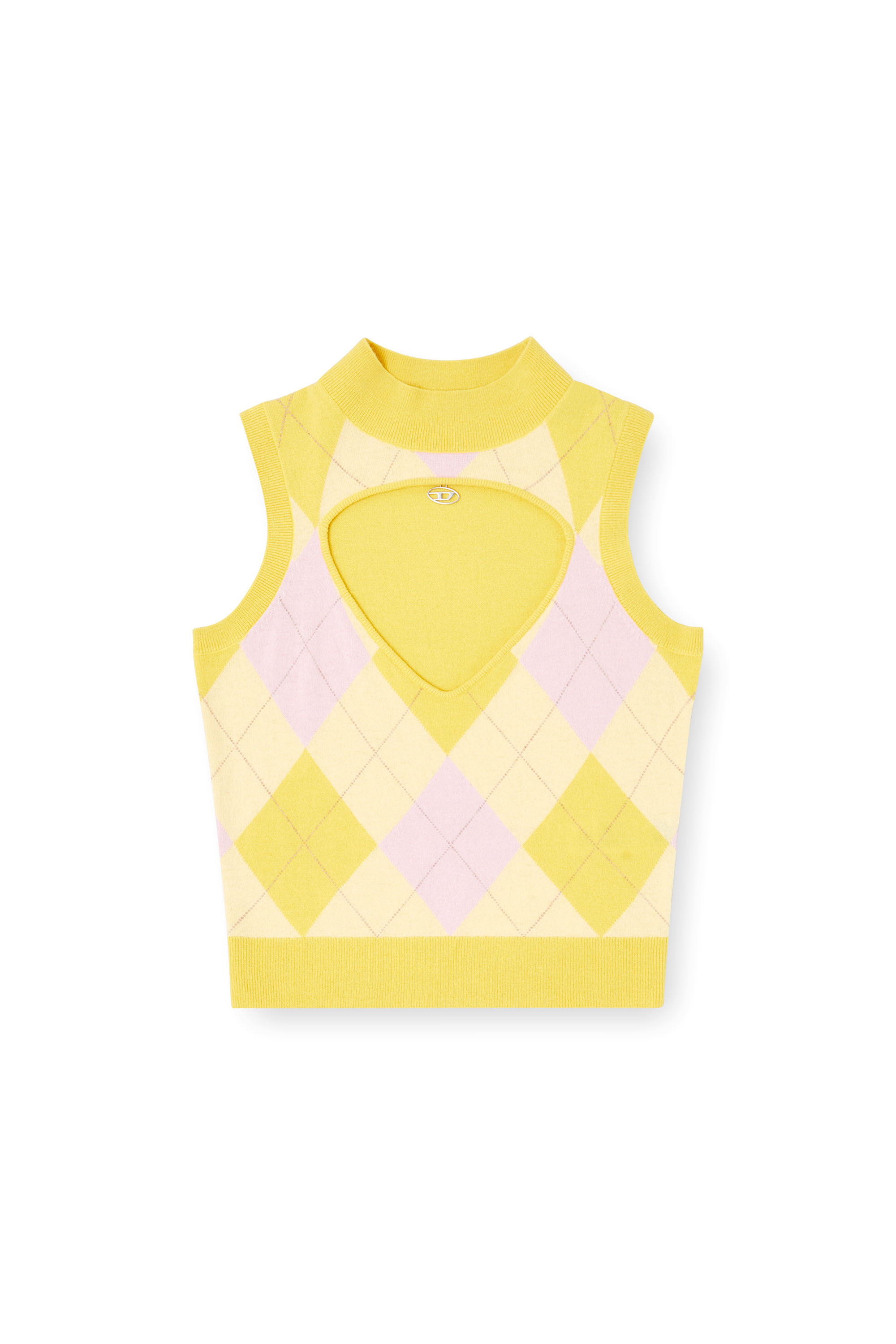 Diesel - M-ROMKO-SL, Woman's Cut-out turtleneck vest in argyle wool in null - 3