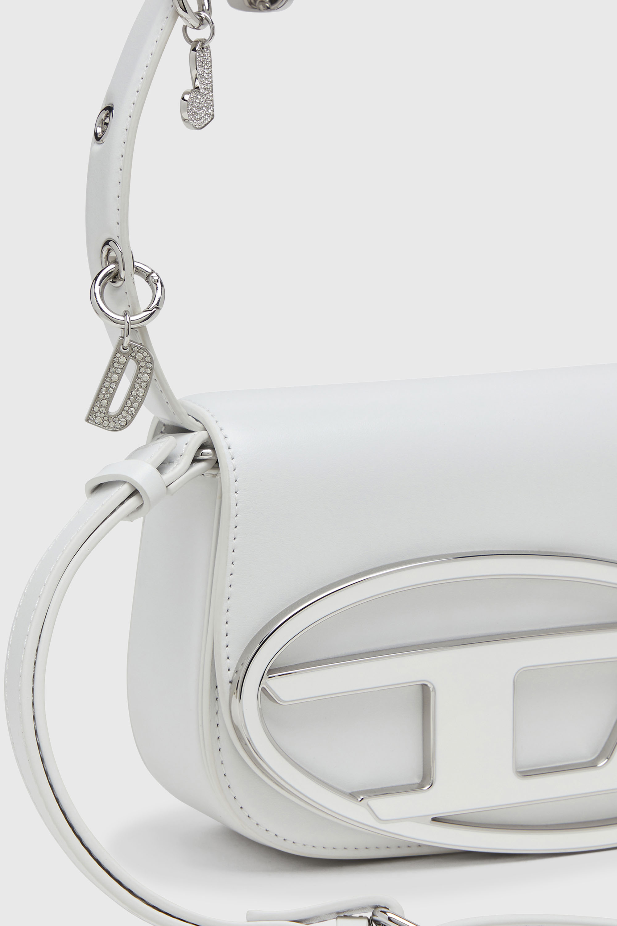 Diesel - 1DR, Woman's 1DR -Iconic shoulder bag in leather with handle charms in White - 6