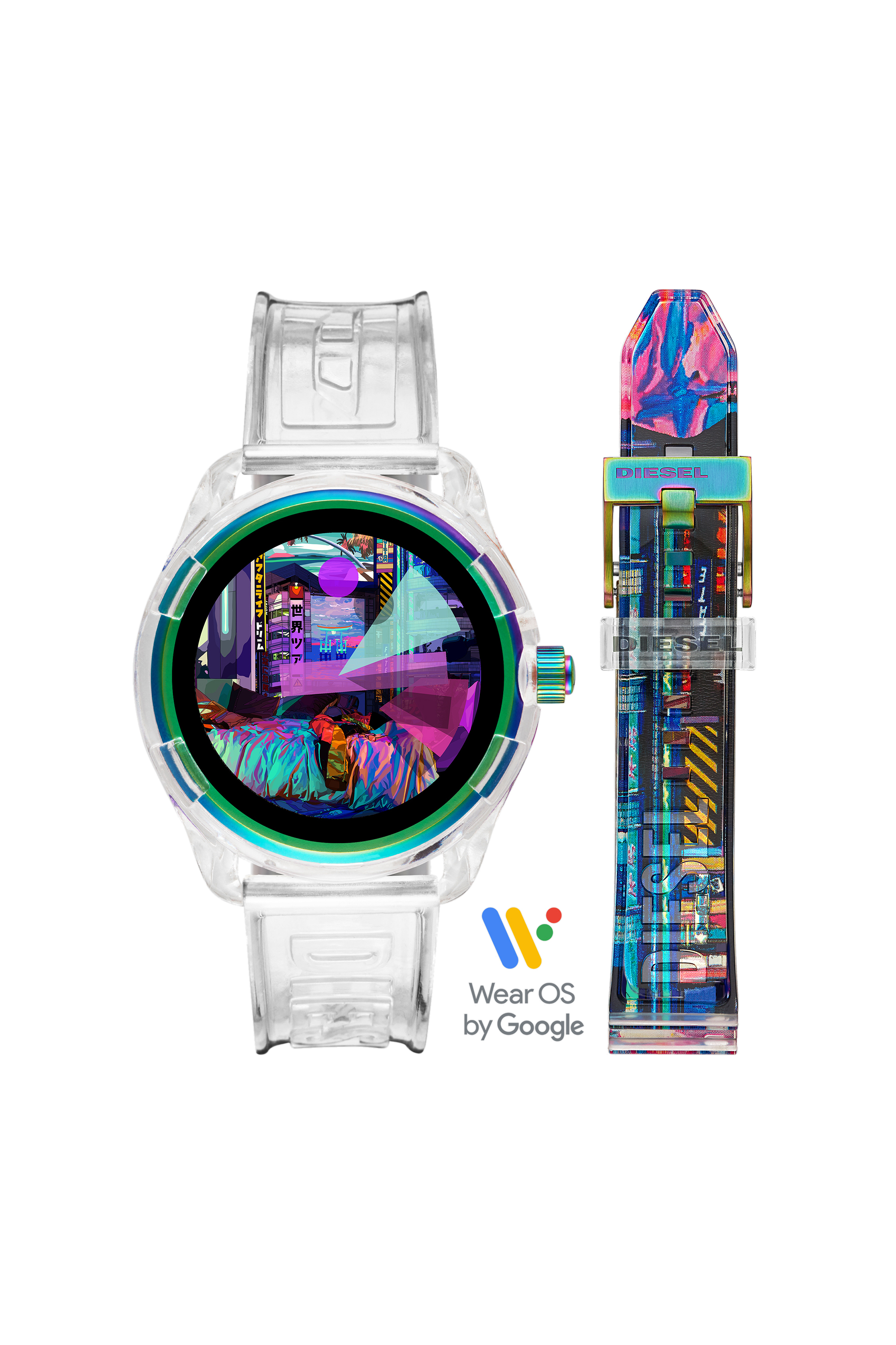 Diesel - DT2023, Man's On x MDJ limited-edition fadelite smartwatch and strap set in White - 4