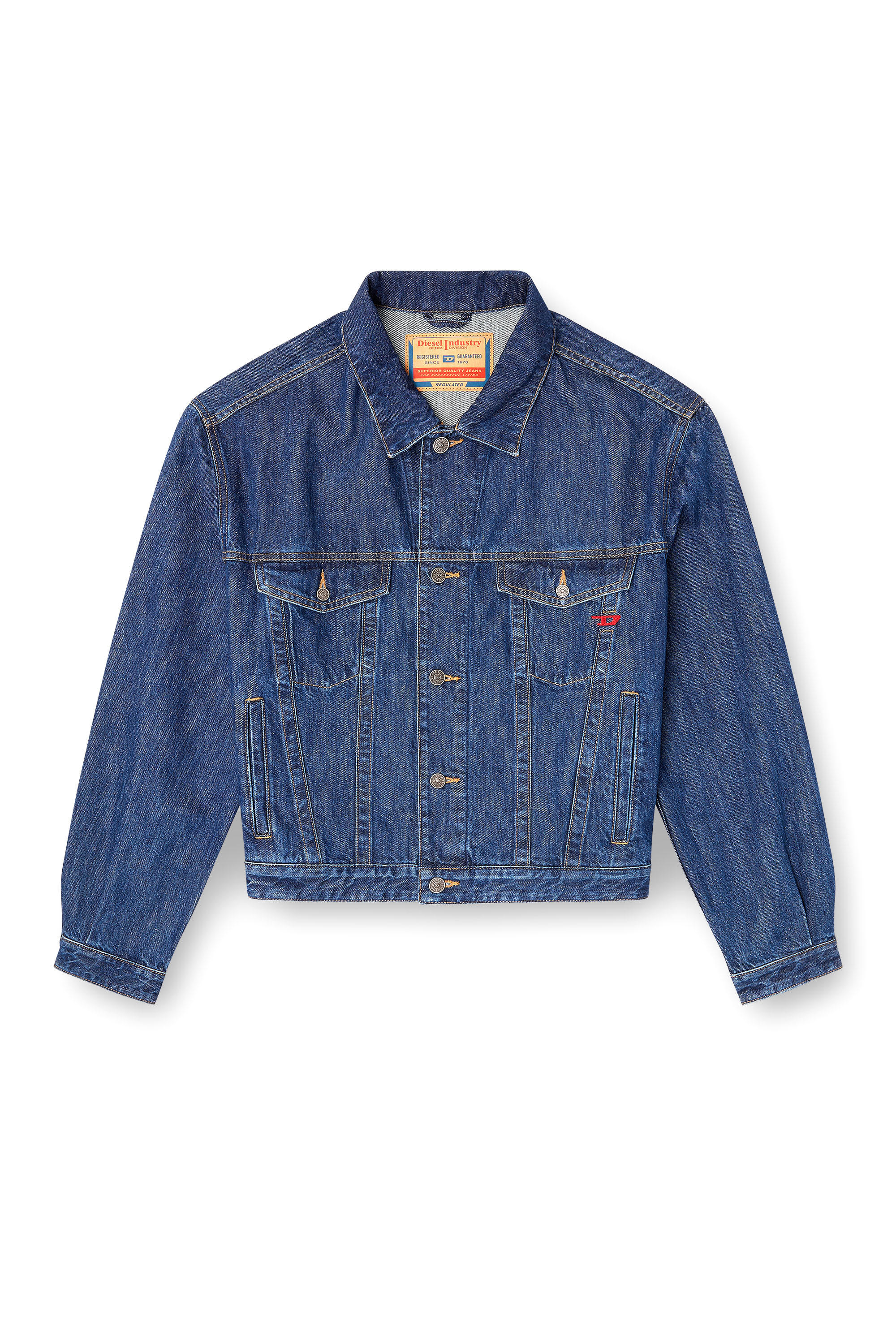 Diesel - D-RANGER, Unisex's Trucker jacket in DNA denim in Medium blue - 3