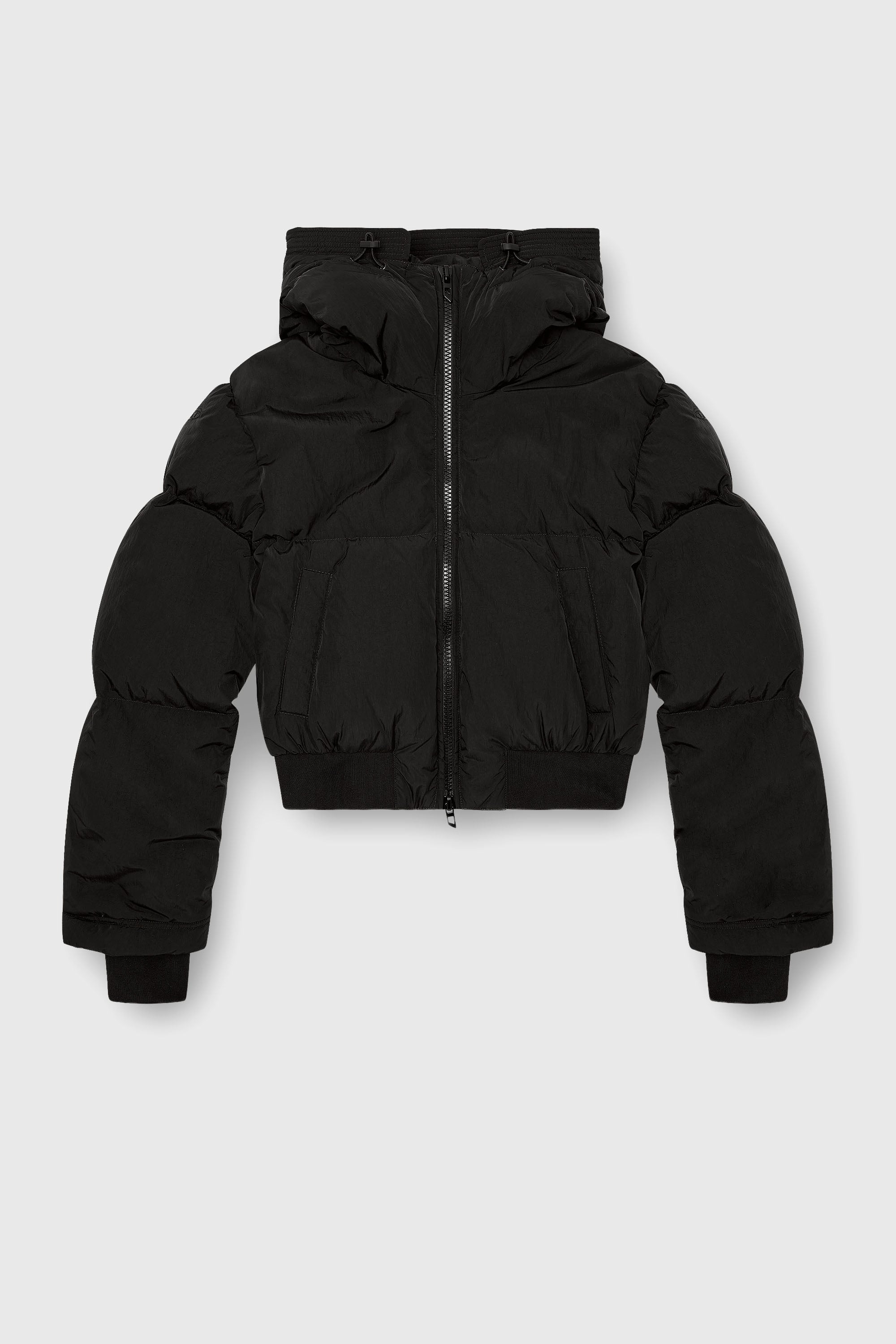 Diesel - W-PEYT-SHORT-NEW-P1, Woman's Hooded down jacket in crinkled nylon in Black - 2