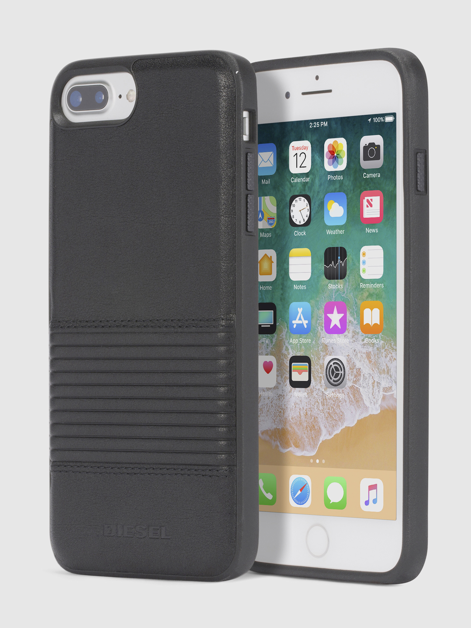 BLACK LINED LEATHER IPHONE 8/7/6s/6 CASE, 