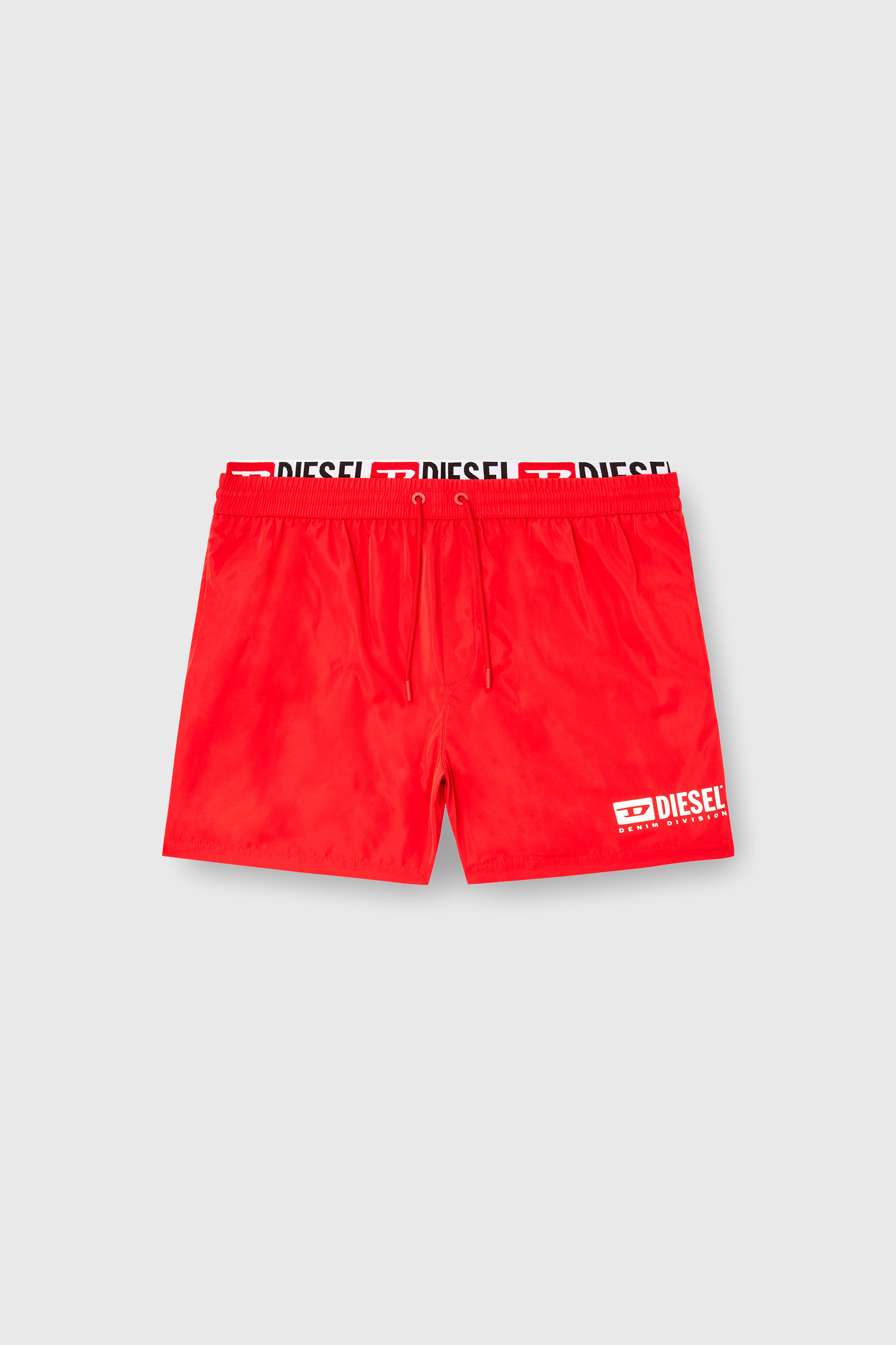 Diesel - VISPER-41-D-CORE, Man's Mid-length swim shorts with logo print in Red - 2