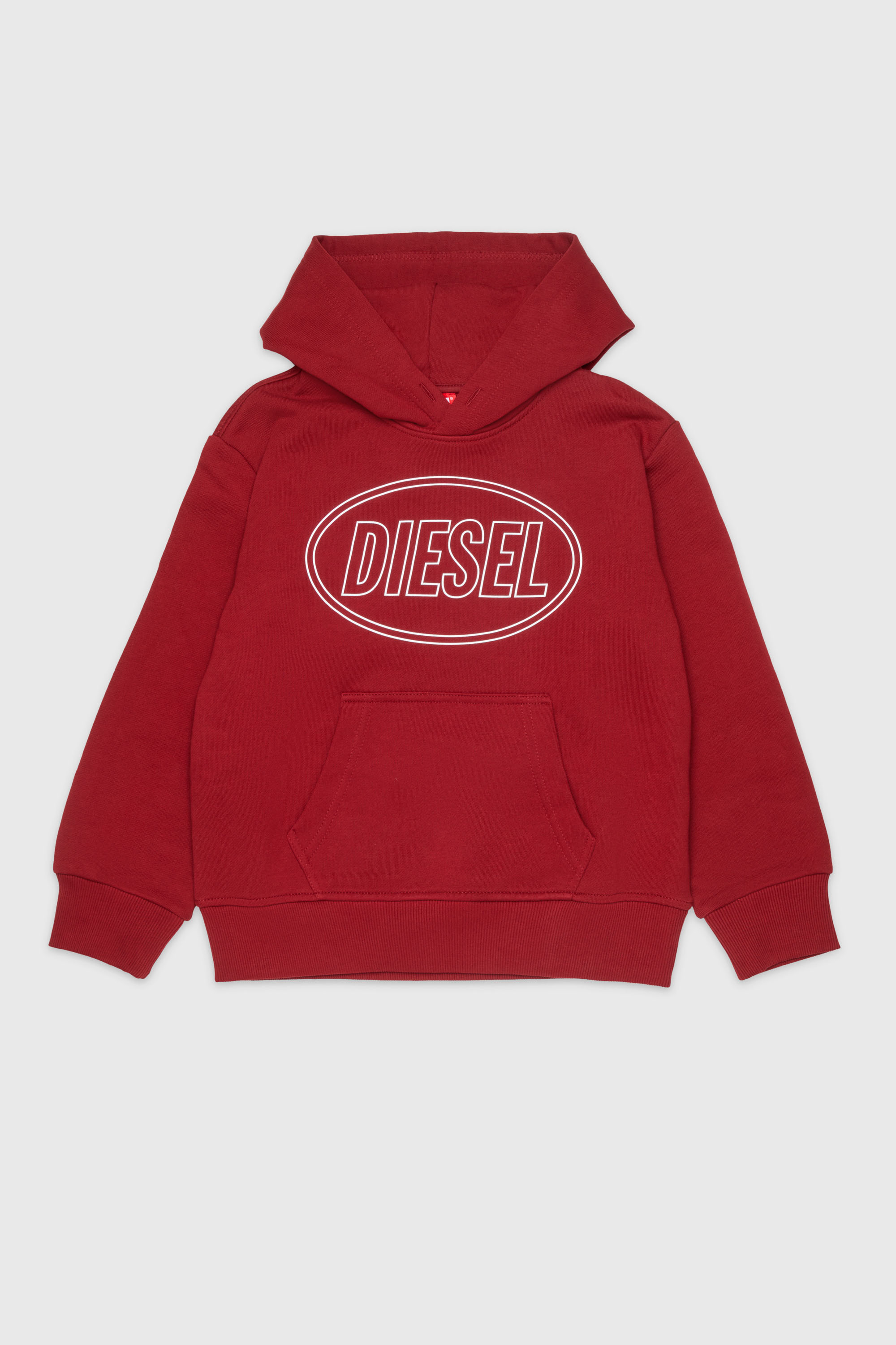 Diesel - SCIRCLEHOOD OVER, Man's Hoodie with Diesel logo print in Red - 1