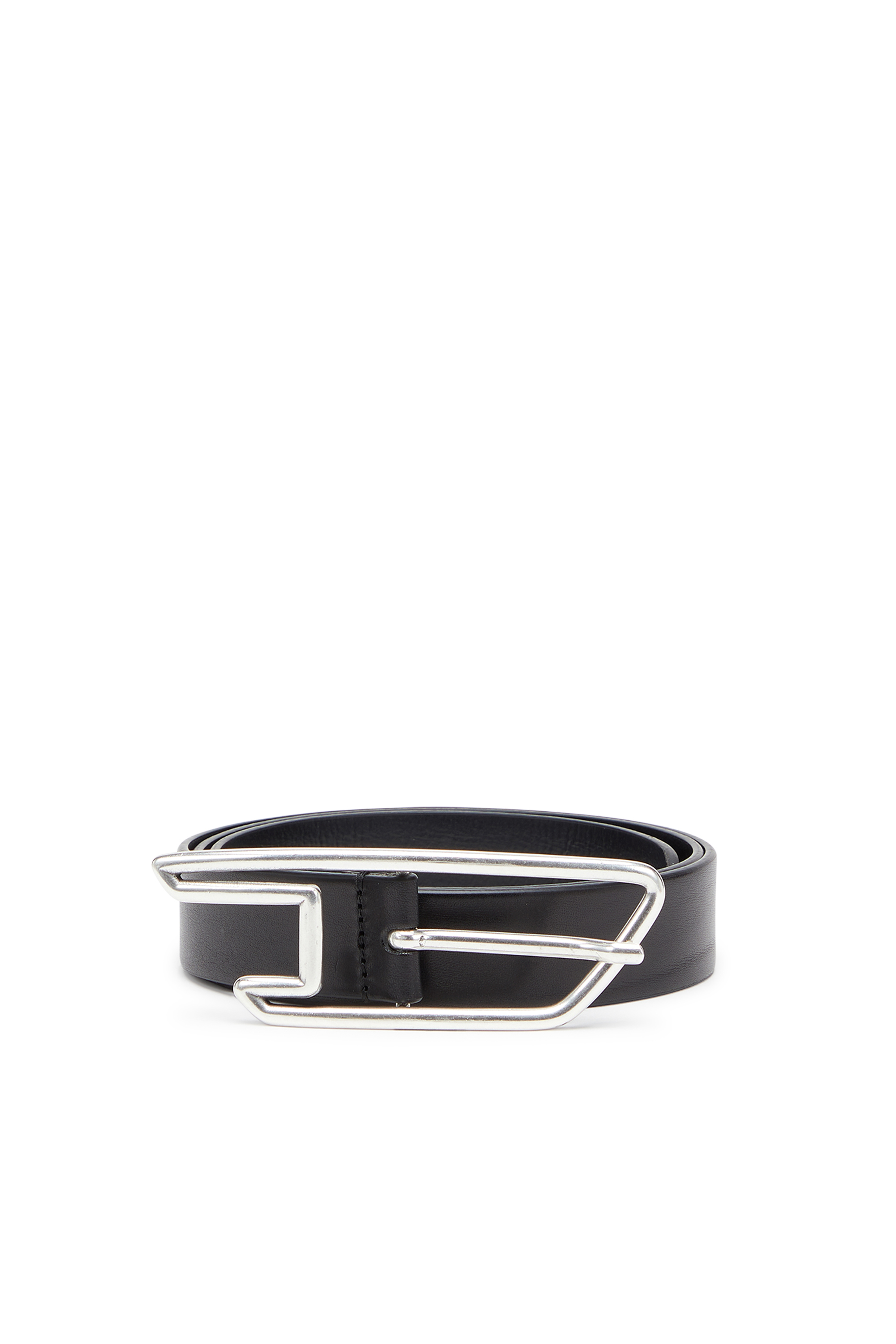 Diesel - B-D LINE 30, Unisex's 3cm leather belt with D-logo buckle in Black - 1