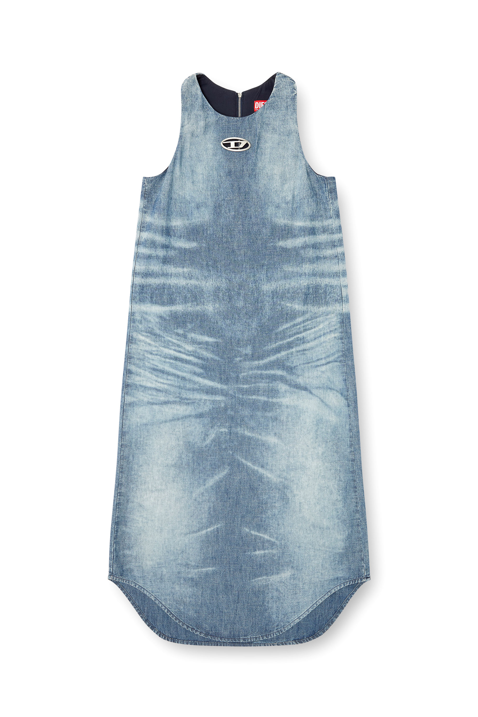 Diesel - DE-LINA-S, Woman's Long dress in marbled denim in Light Blue - 2