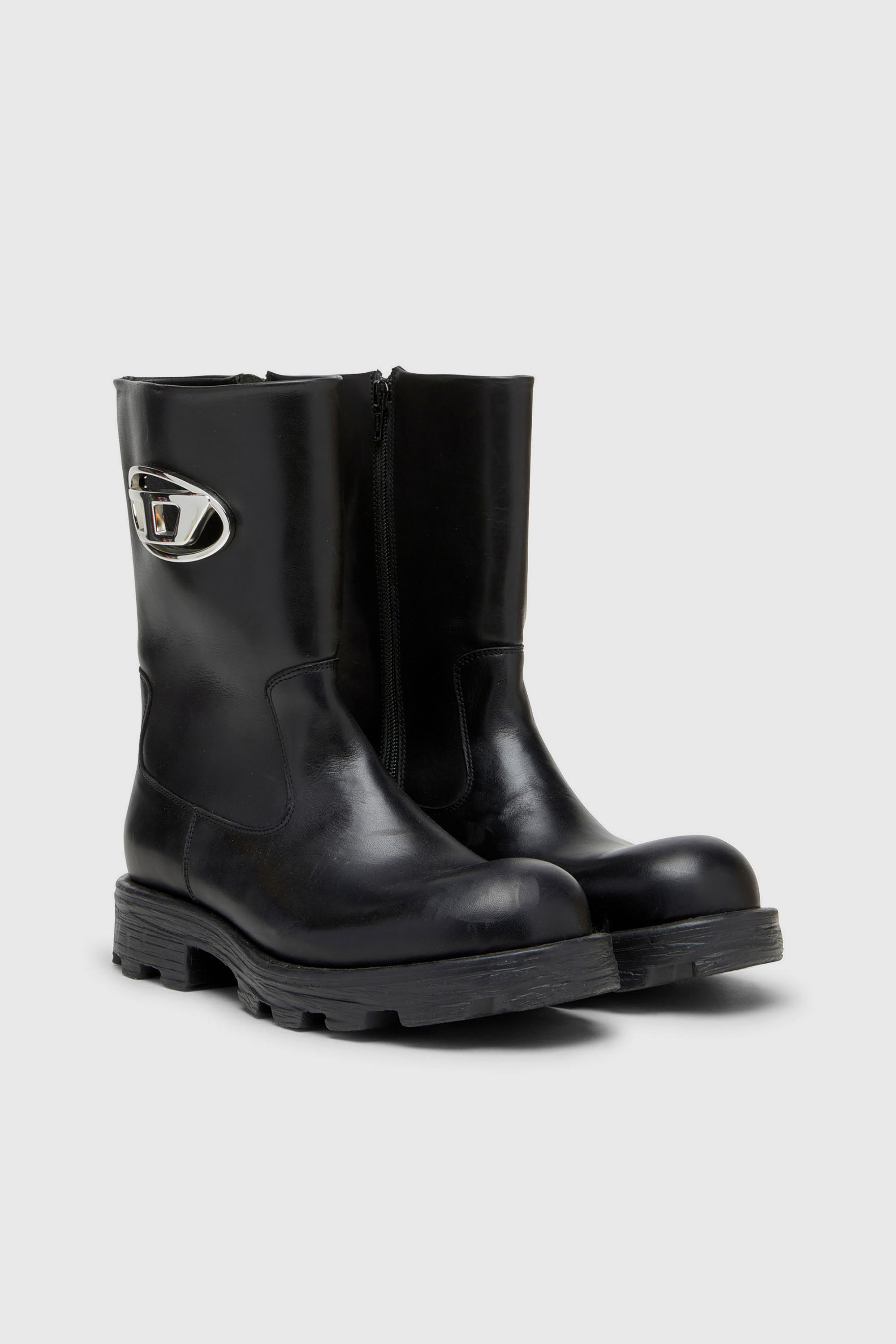 Diesel - D-HAMMER BKR D W, Woman's D-Hammer-Cut-out leather boots with logo hardware in Black - 2