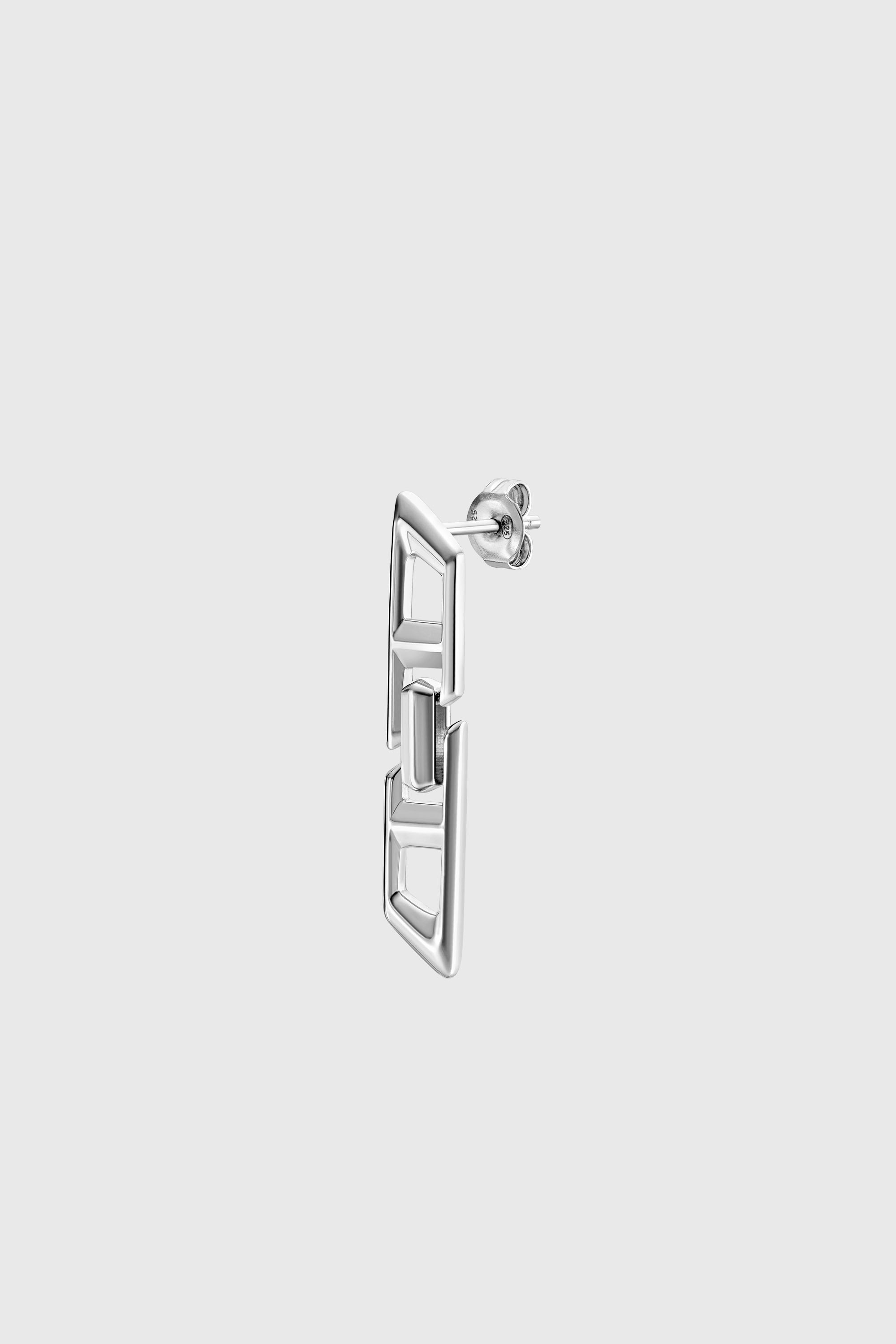 Diesel - DL1348040 STERLING SILVER JEWEL, Unisex's D Logo Sterling Silver Drop Earring in Silver - 2