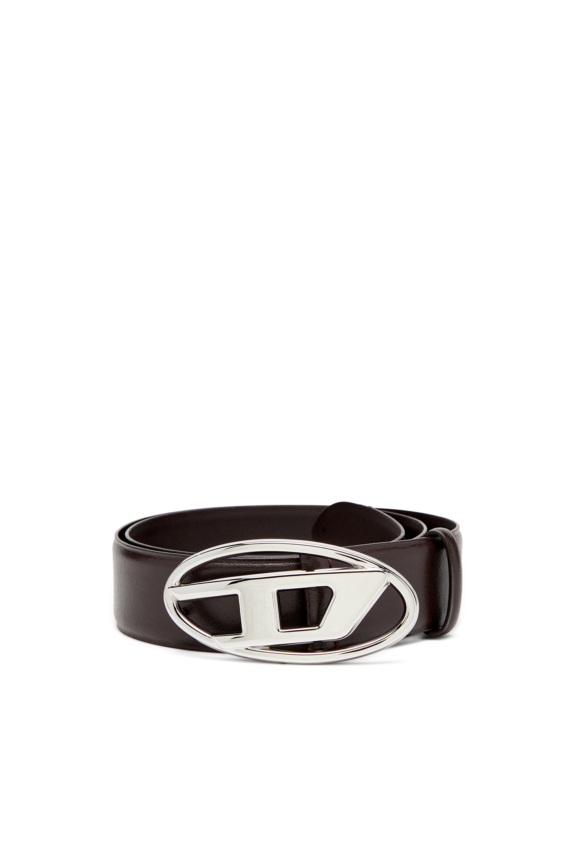 Diesel - B-1DR, Man's Leather belt with Oval D buckle in Dark Brown - 1