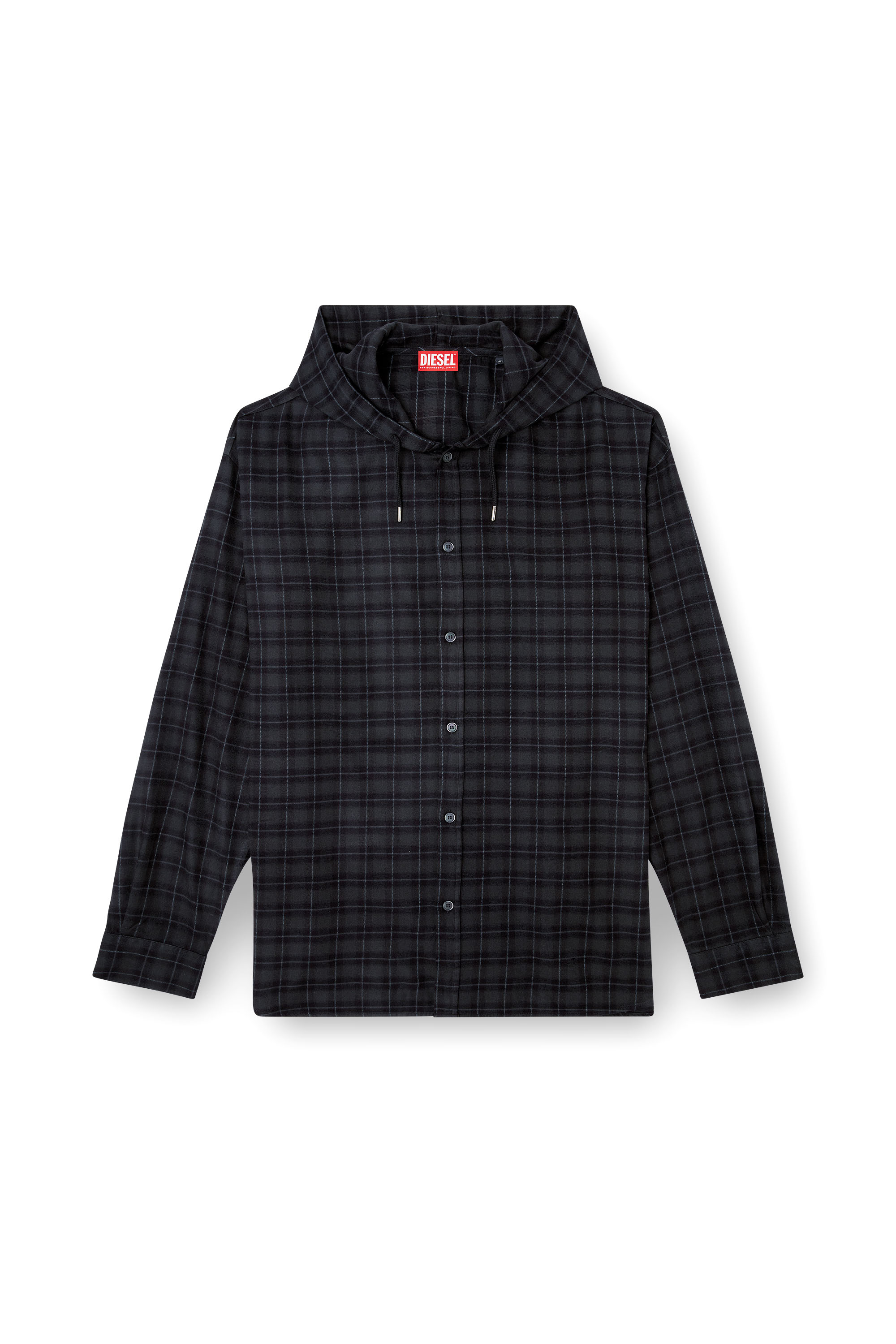 Diesel - S-DEWNY-HOOD-B, Man's Hooded shirt in check flannel in null - 3