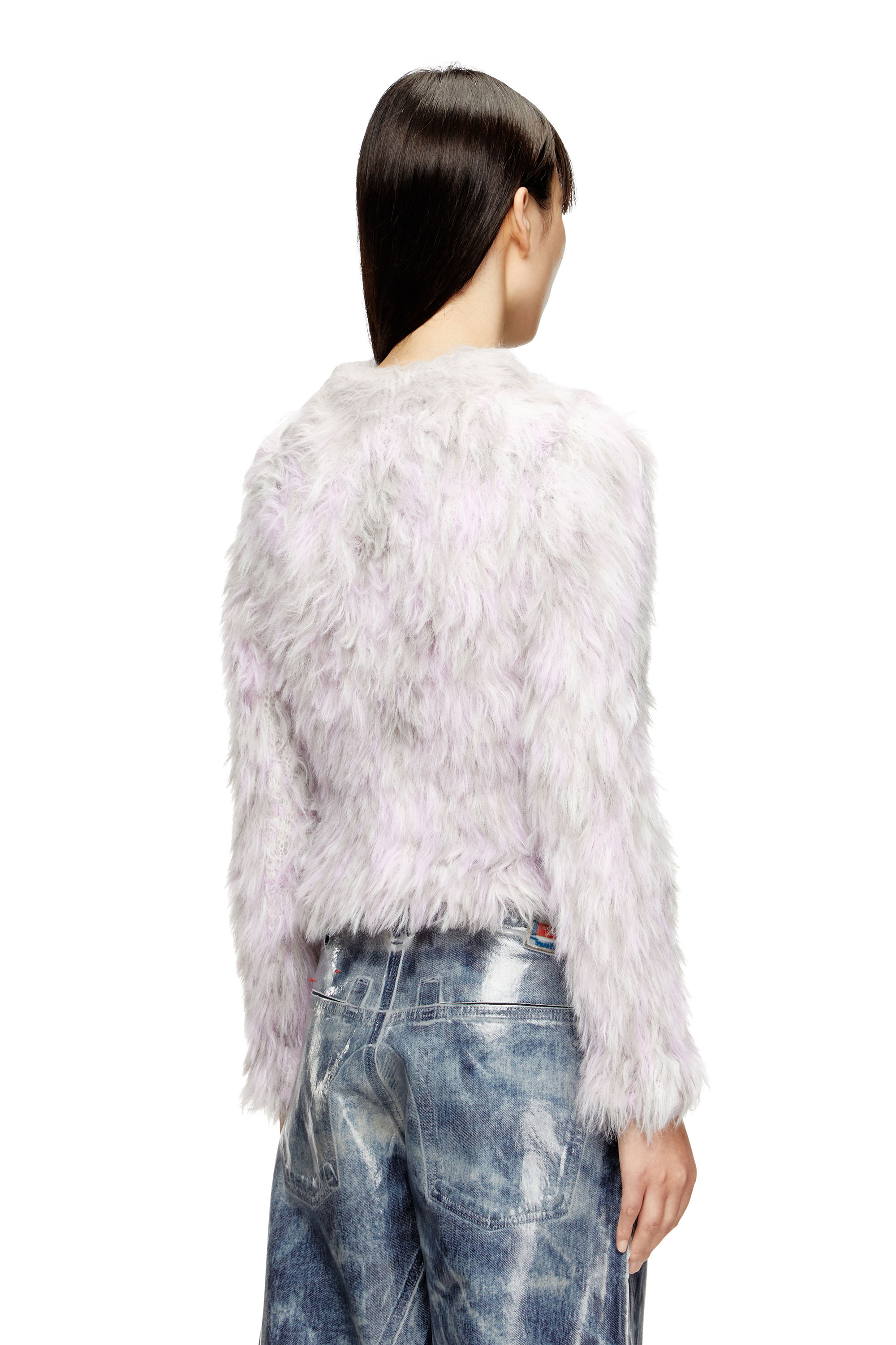 Diesel - M-ANNIKA, Woman's Fluffy jacquard-knit jumper in Violet/Grey - 4
