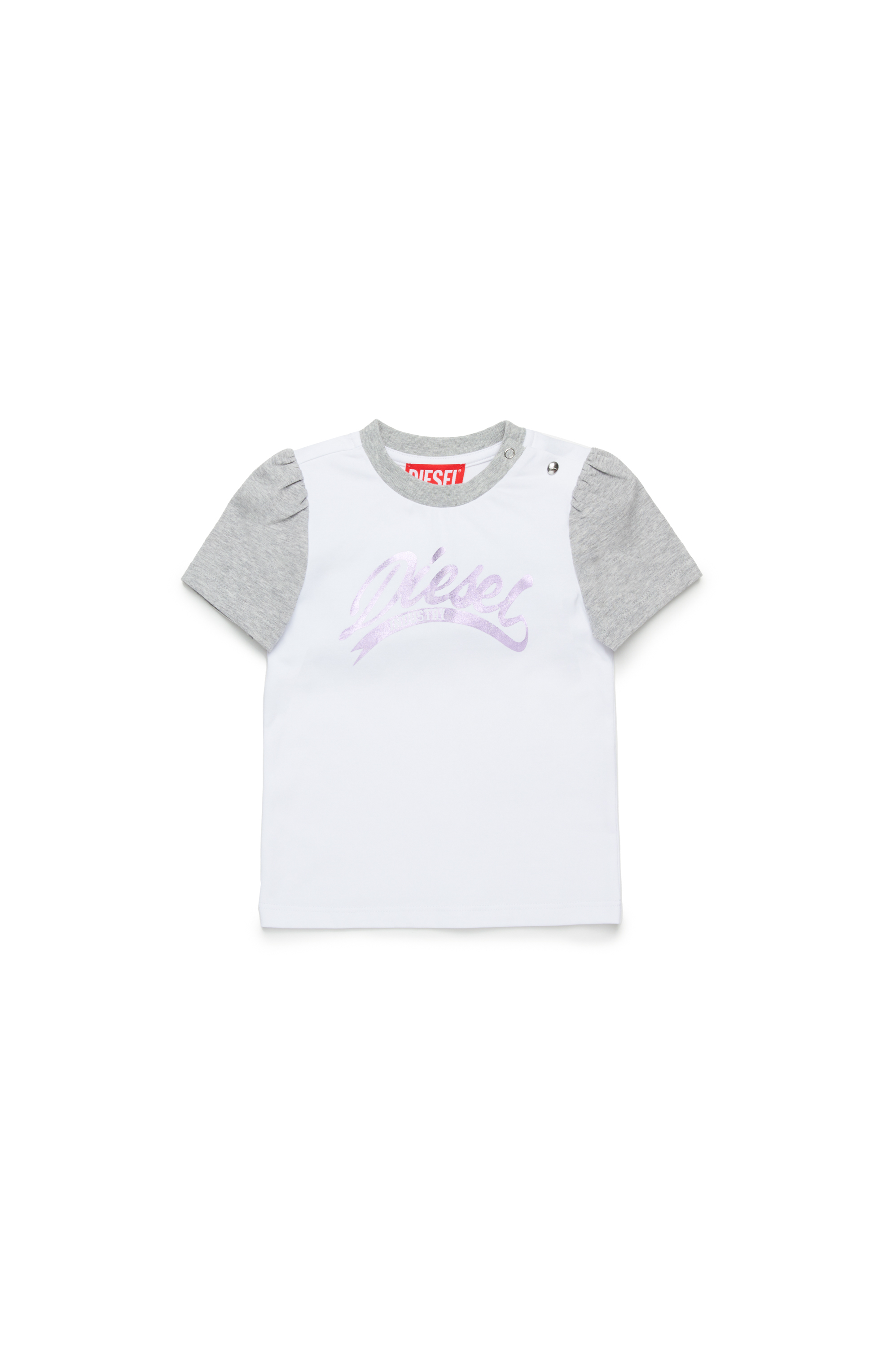 Diesel - TWELB, Woman's Colour-block T-shirt with metallic logo in White - 1