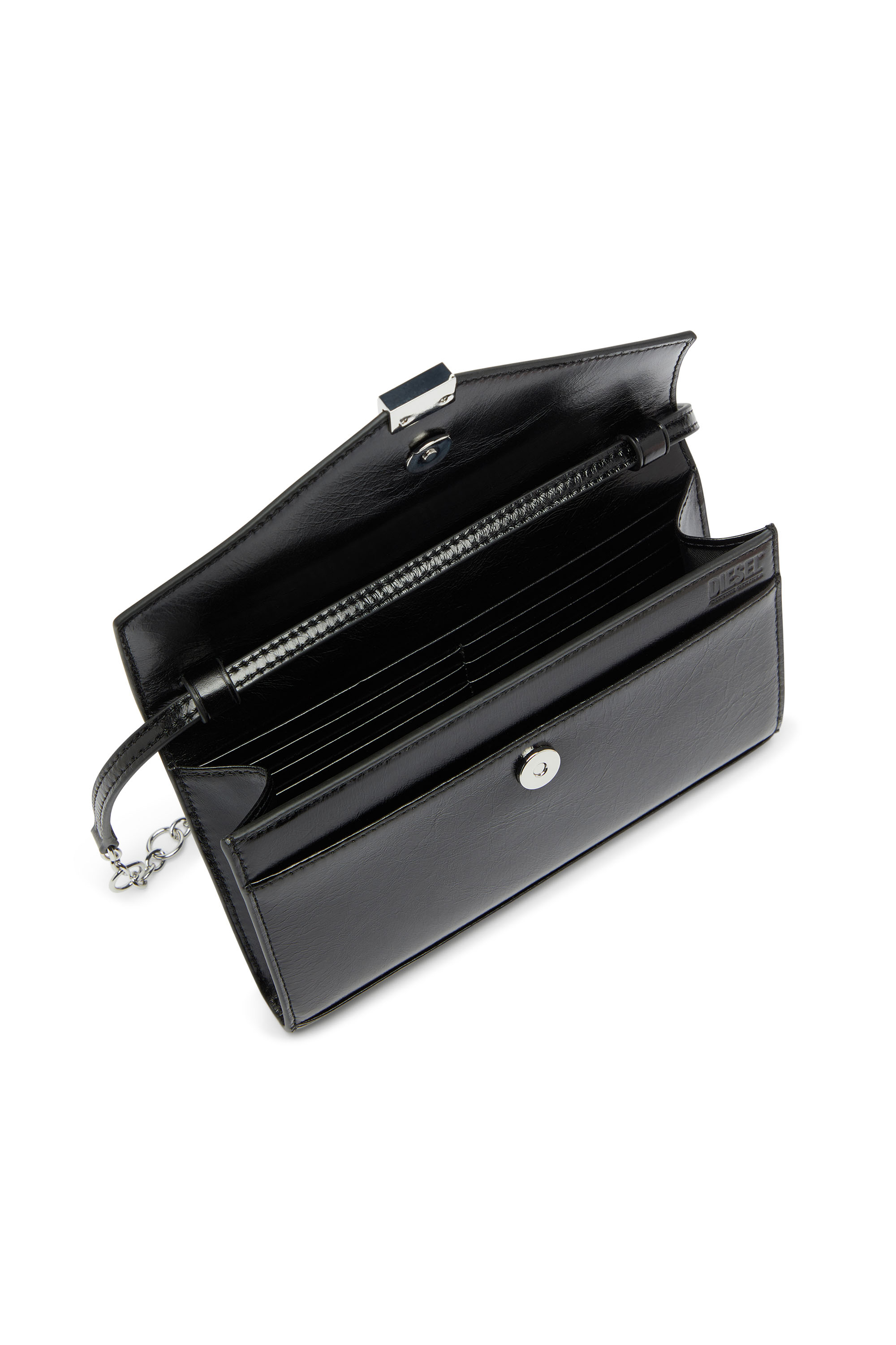 Diesel - D-ENVELOP WALLET ON CHAIN, Woman's Wallet purse in shiny wrinkled leather in null - 4