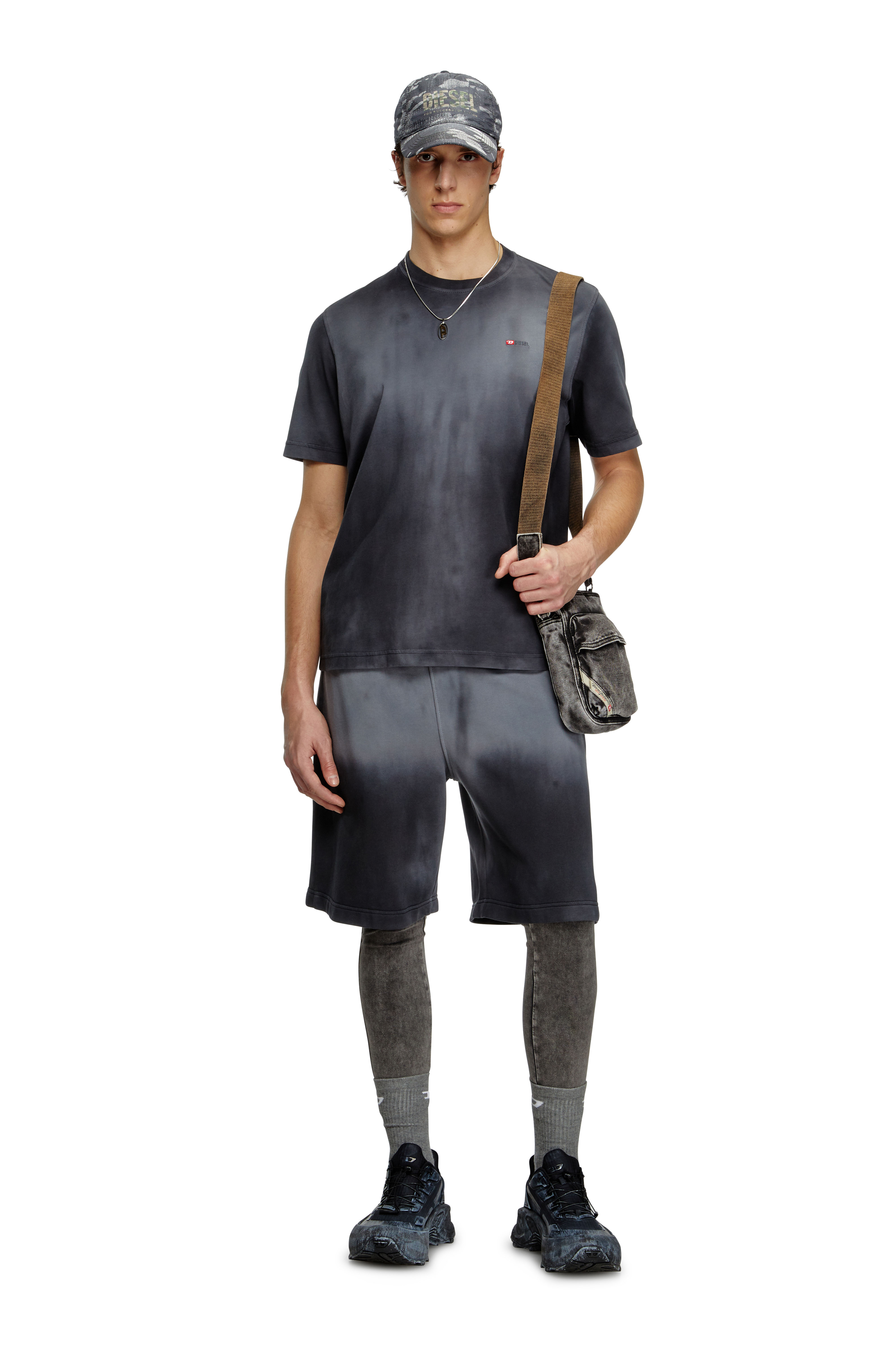 Diesel - T-ADJUST-R15, Man's Faded T-shirt with micro logo embroidery in Black - 1