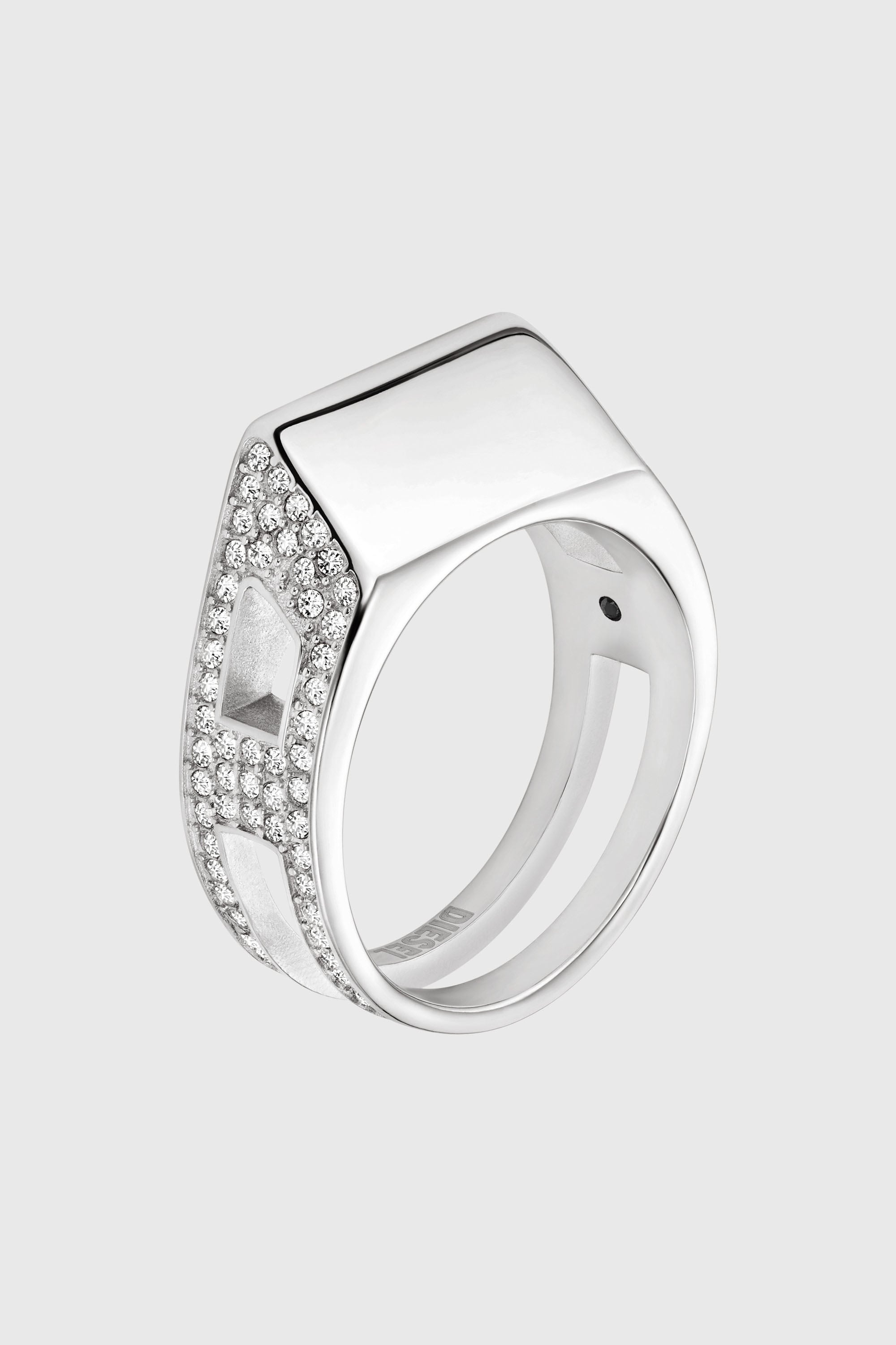 Diesel - DX1740040, Unisex's Stainless steel pave band ring in Silver - 1