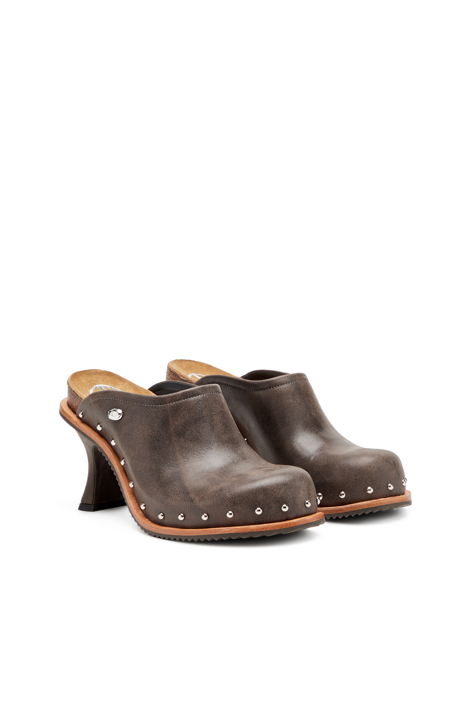 Diesel - D-WOODSTOCK ML CLOG W, Woman's Studded leather mules in Dark Brown - 2