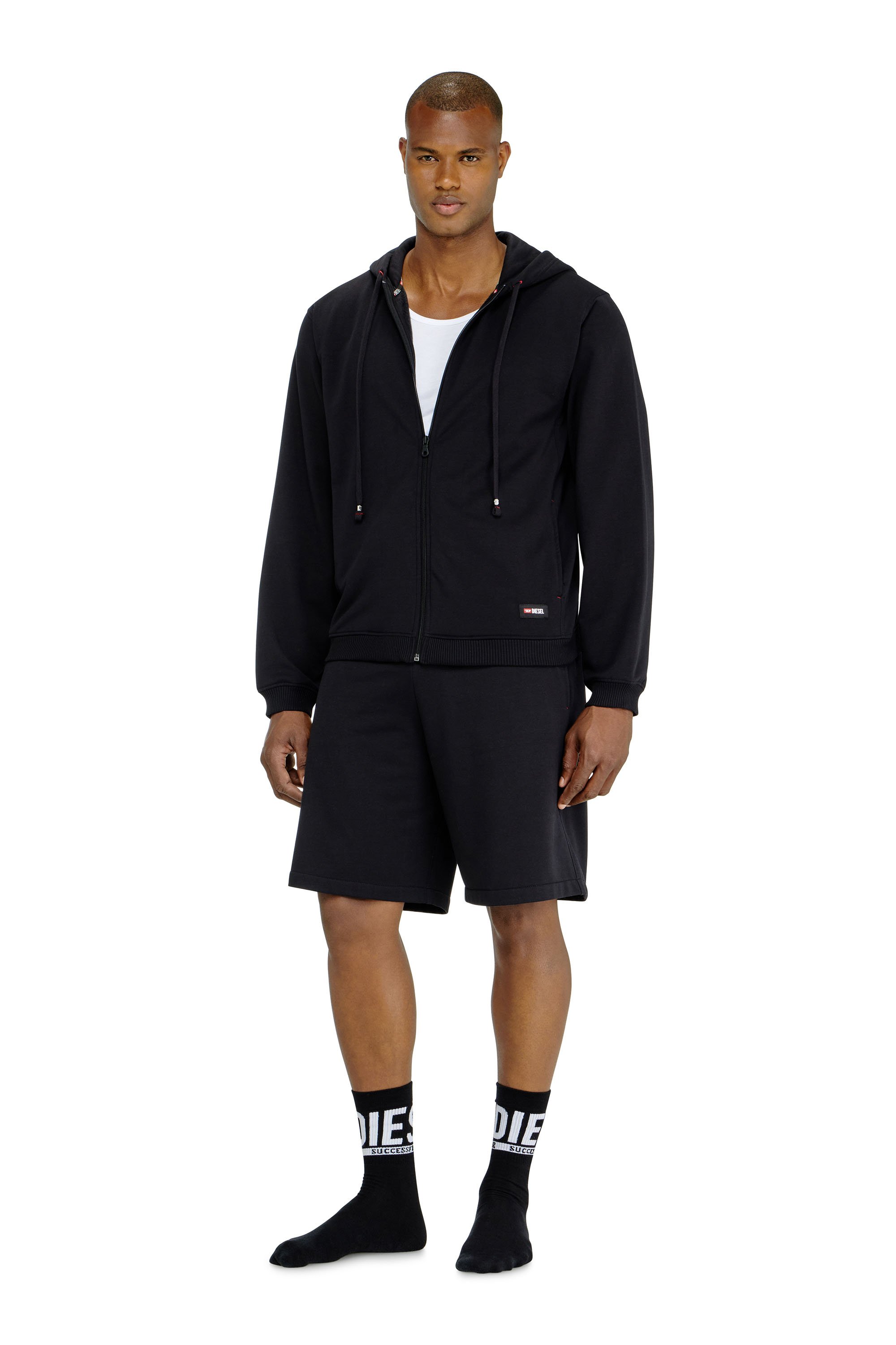 Diesel - JOY-D-CORE, Man's Hoodie in peached cotton blend in Black - 2