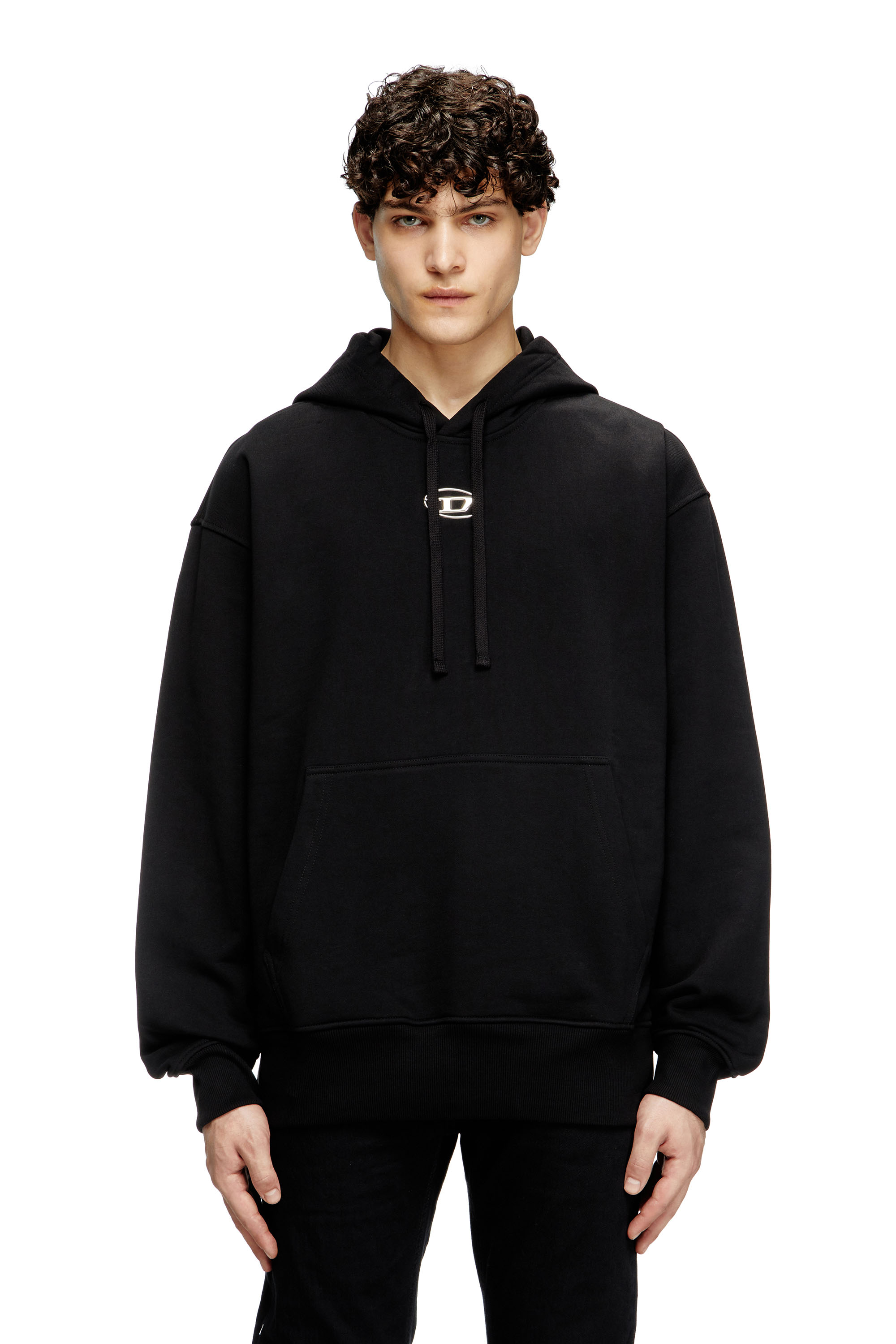 Diesel - S-MACS-HOOD-OD, Man's Oversized hoodie with metallic logo in Black - 3