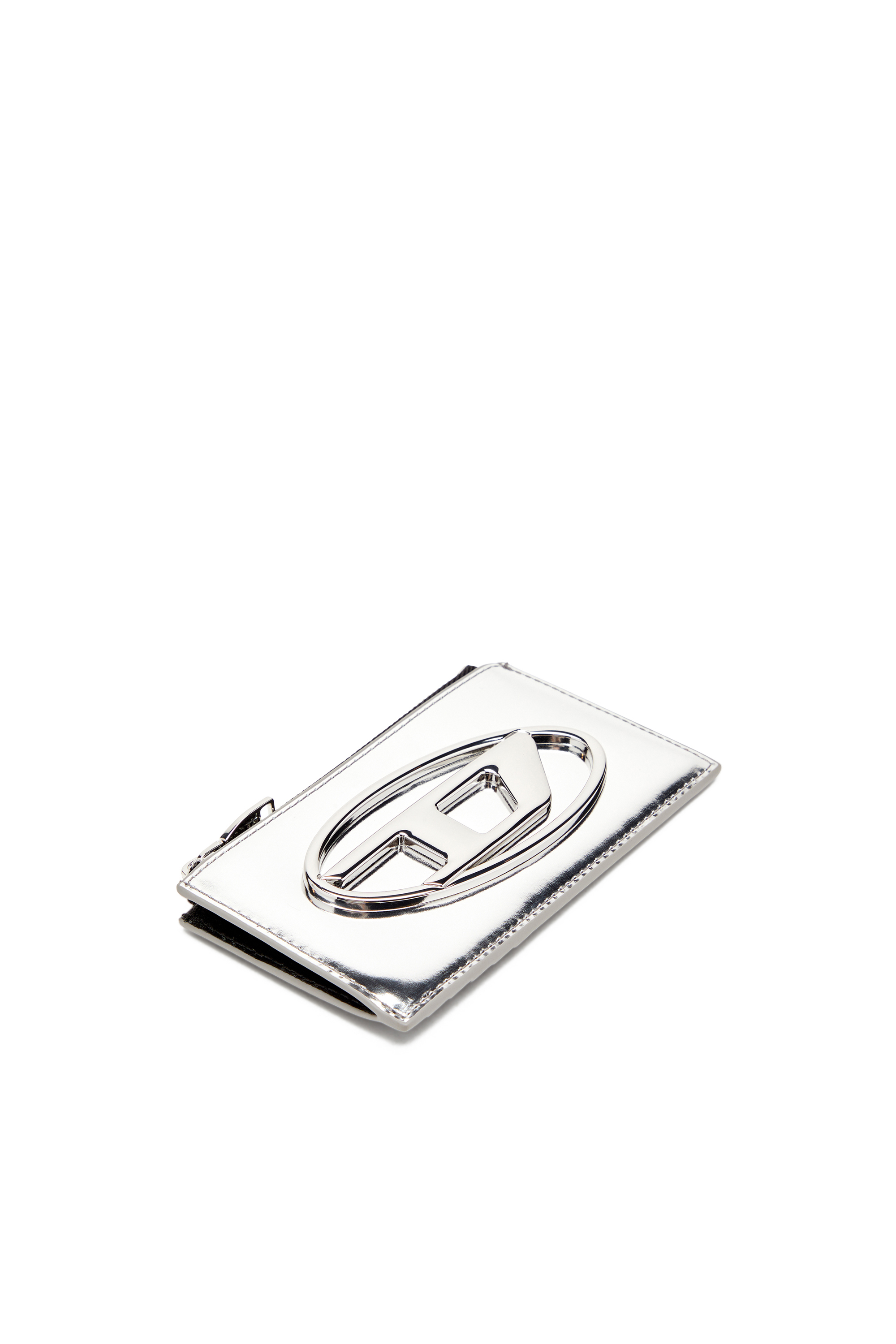 Diesel - 1DR CARD HOLDER III, Woman's Card holder in mirror leather in Silver - 5