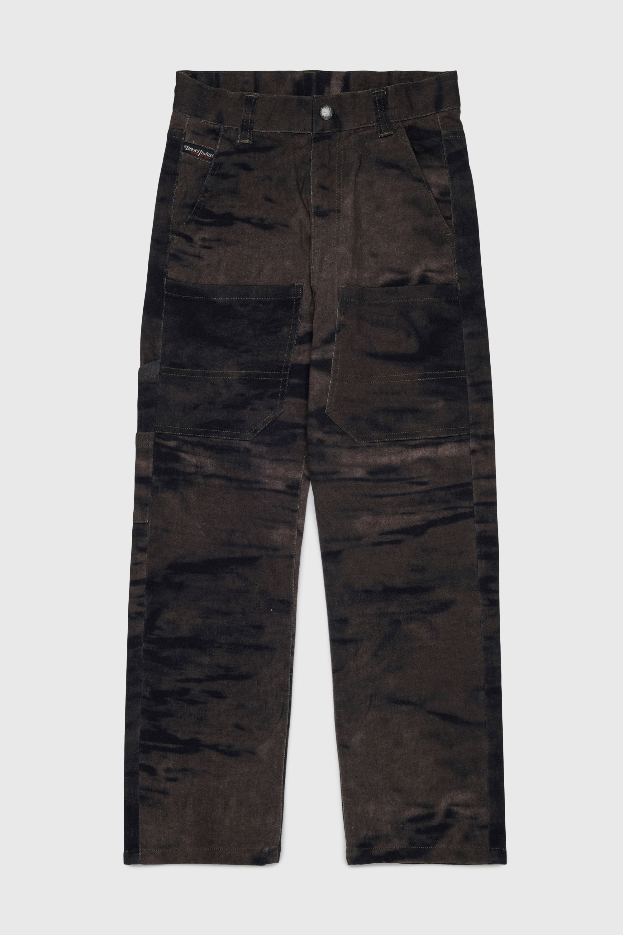 Cotton pants in stretch cotton with streaky effect