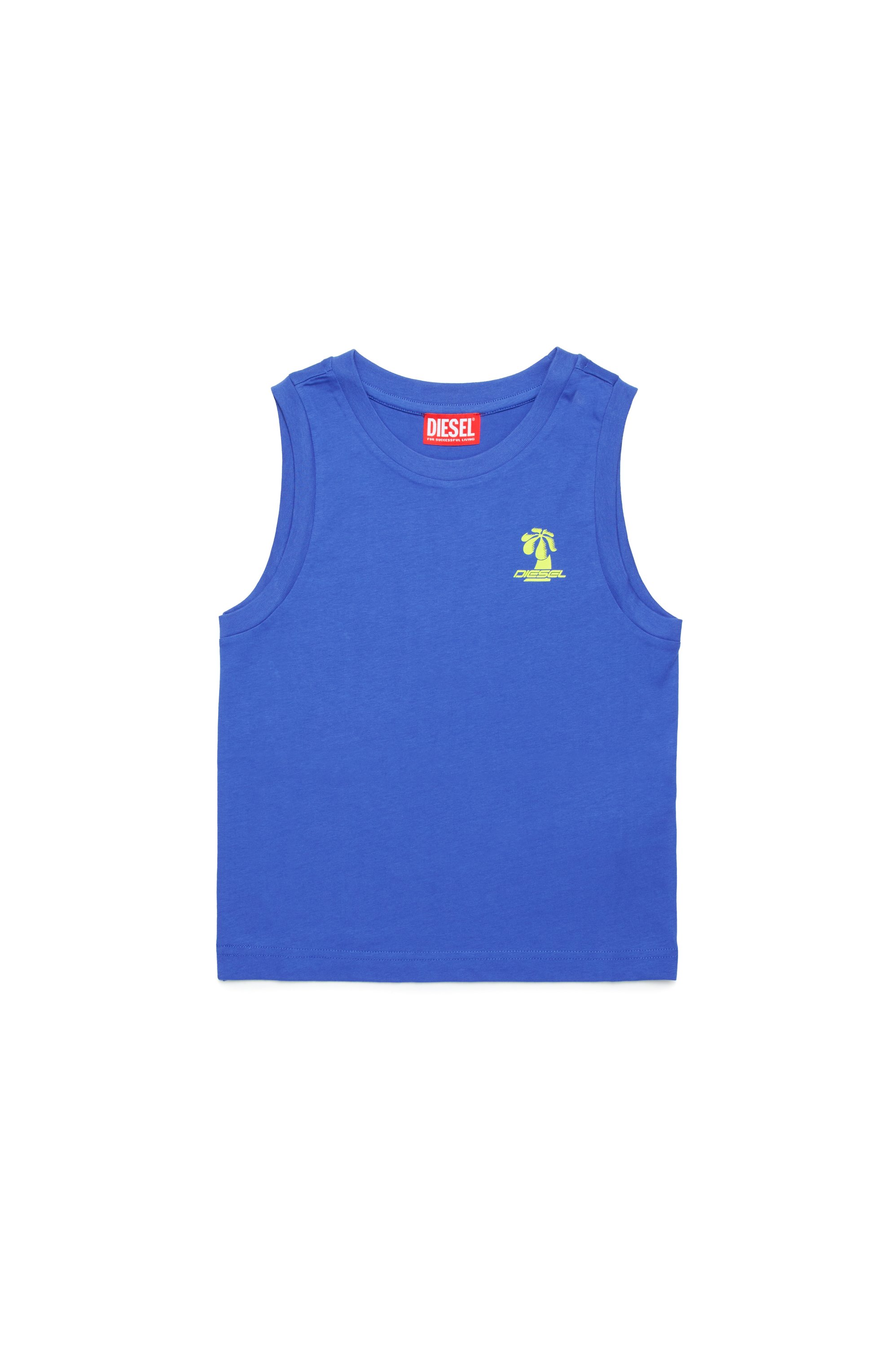 Diesel - MTDENP, Man's Tank top with neon palm logo in Blue - 1