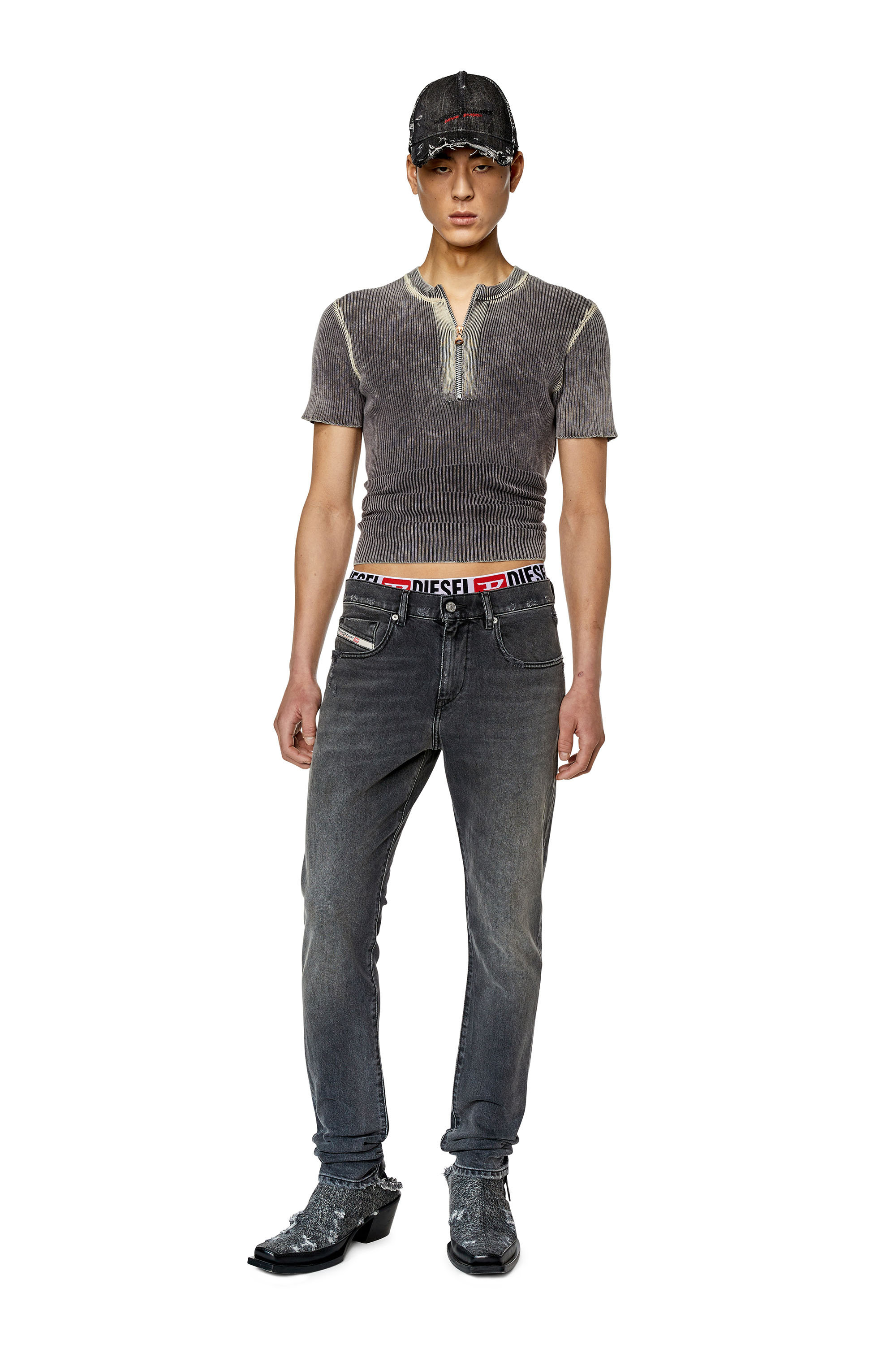 Diesel - 2019 D-Strukt 09F18 Slim Jeans, Black/Dark grey - Image 4