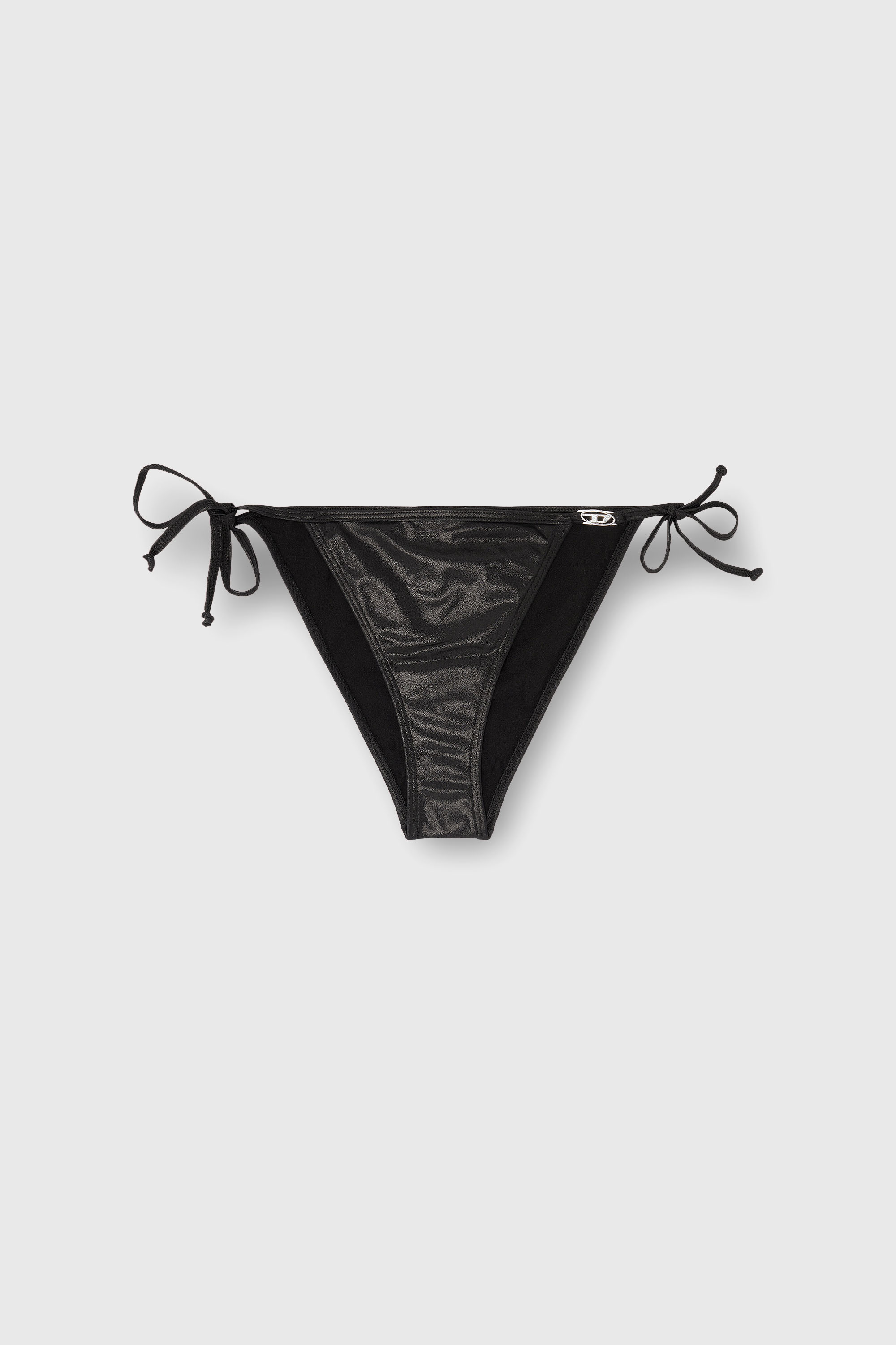 Diesel - BRIGITTES-DNM, Woman's Side-tie bikini bottoms in shimmery fabric in Black - 1