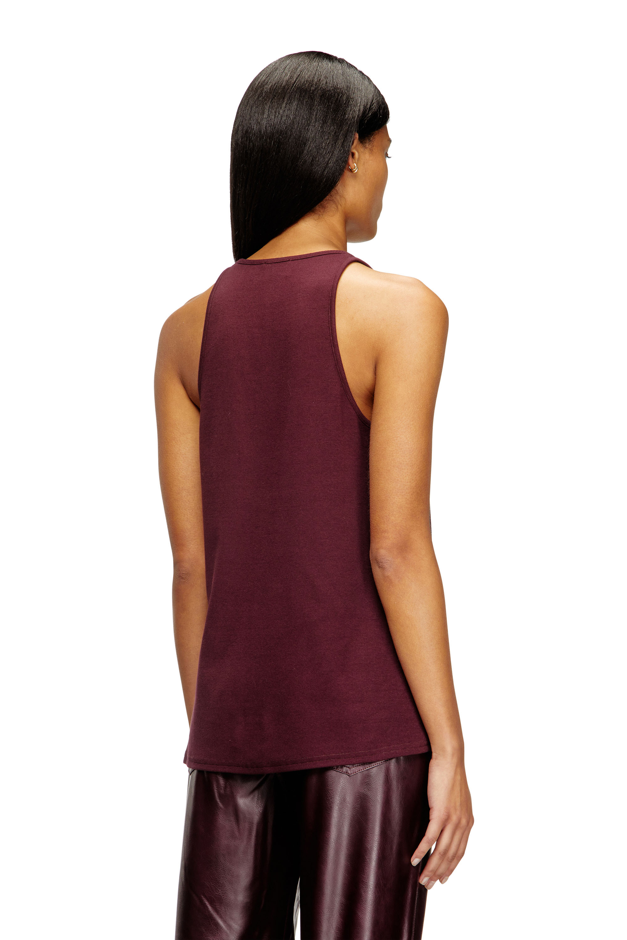 Diesel - FR-T-IPSYA, Woman's Burgundy tank top with Oval D detail in Burgundy - 4
