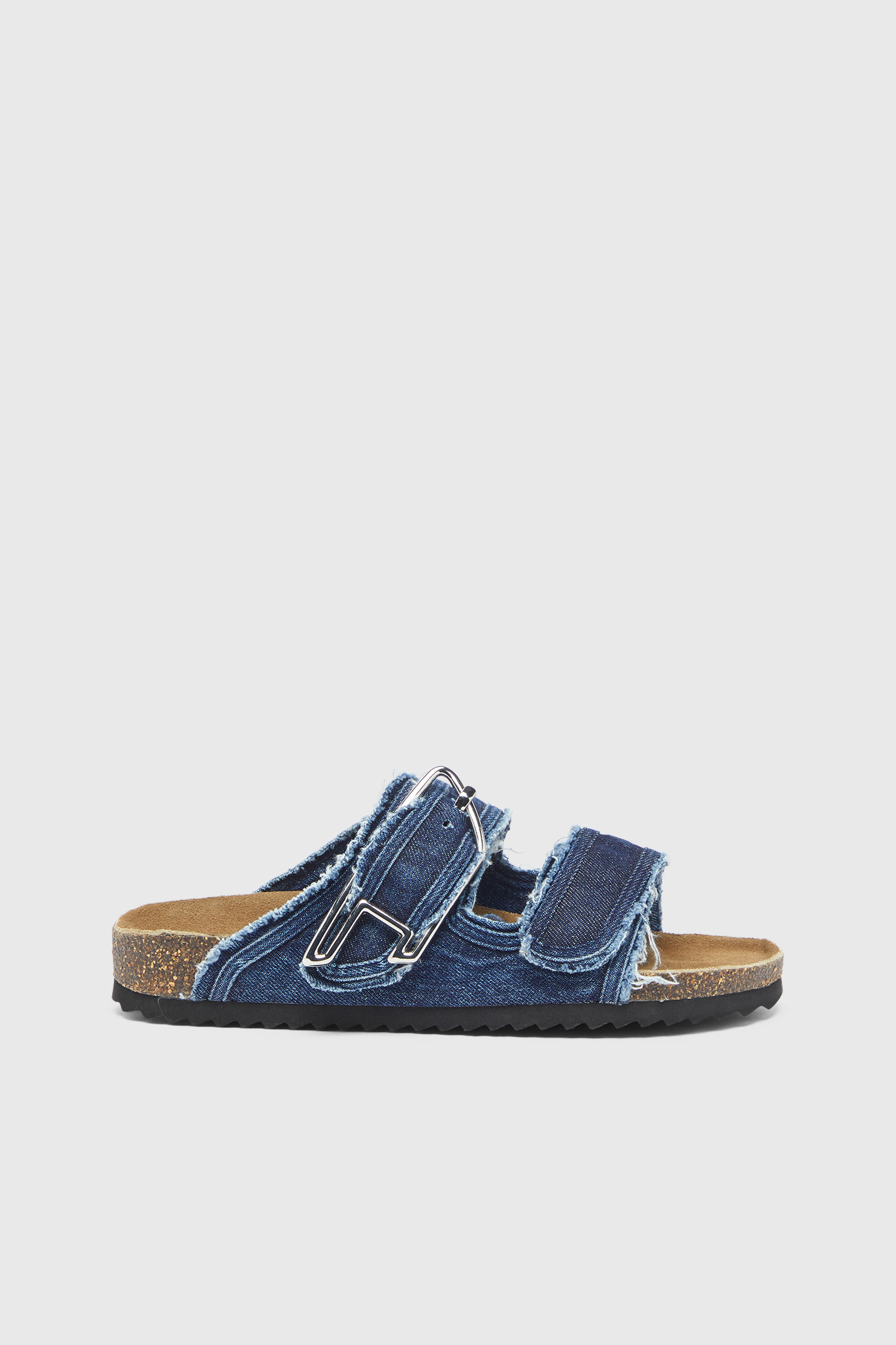 D-Woodstock - Slide with frayed denim straps