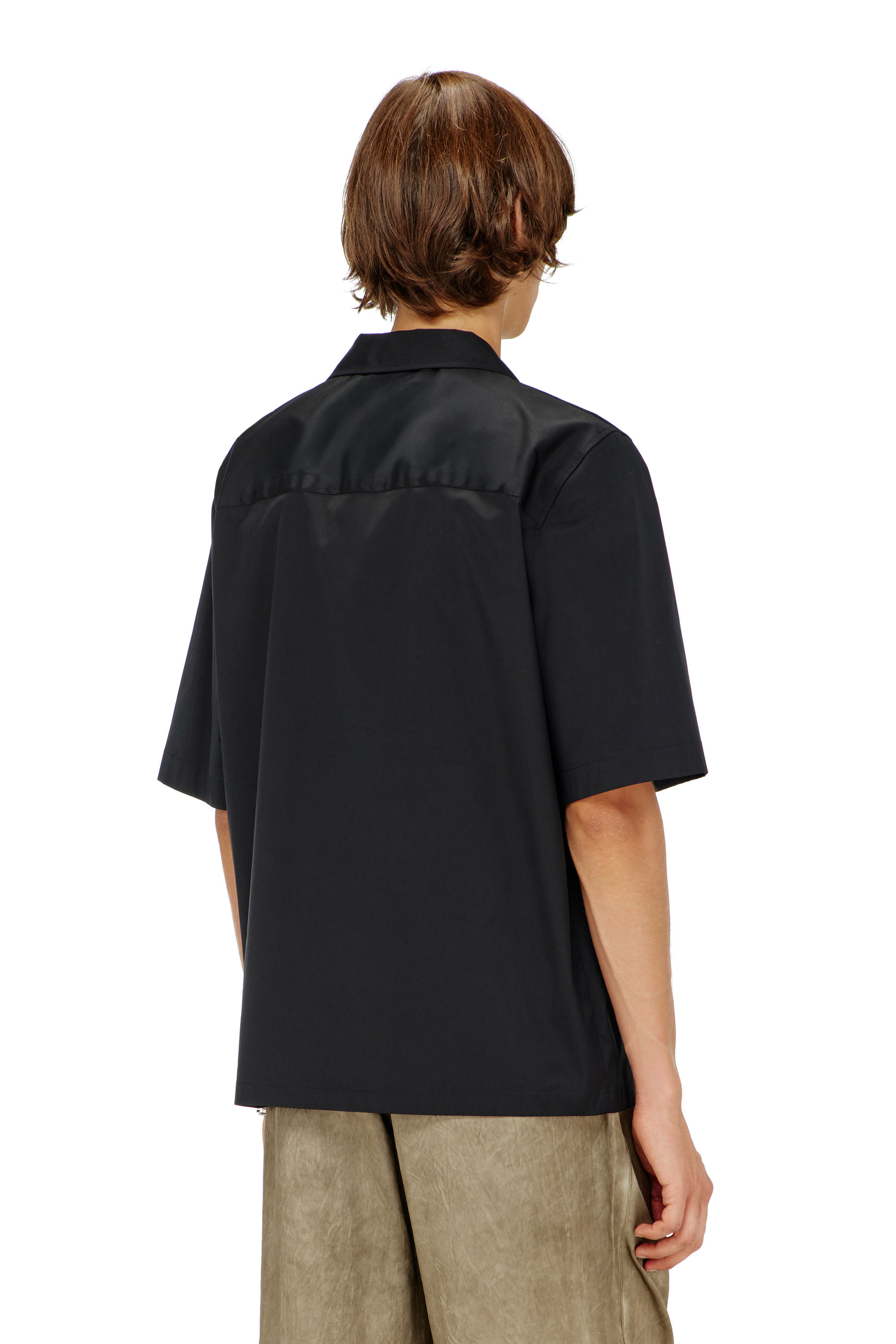 Diesel - S-MAC-GSBH, Man's Stretch poplin shirt with Oval D embroidery in Black - 4