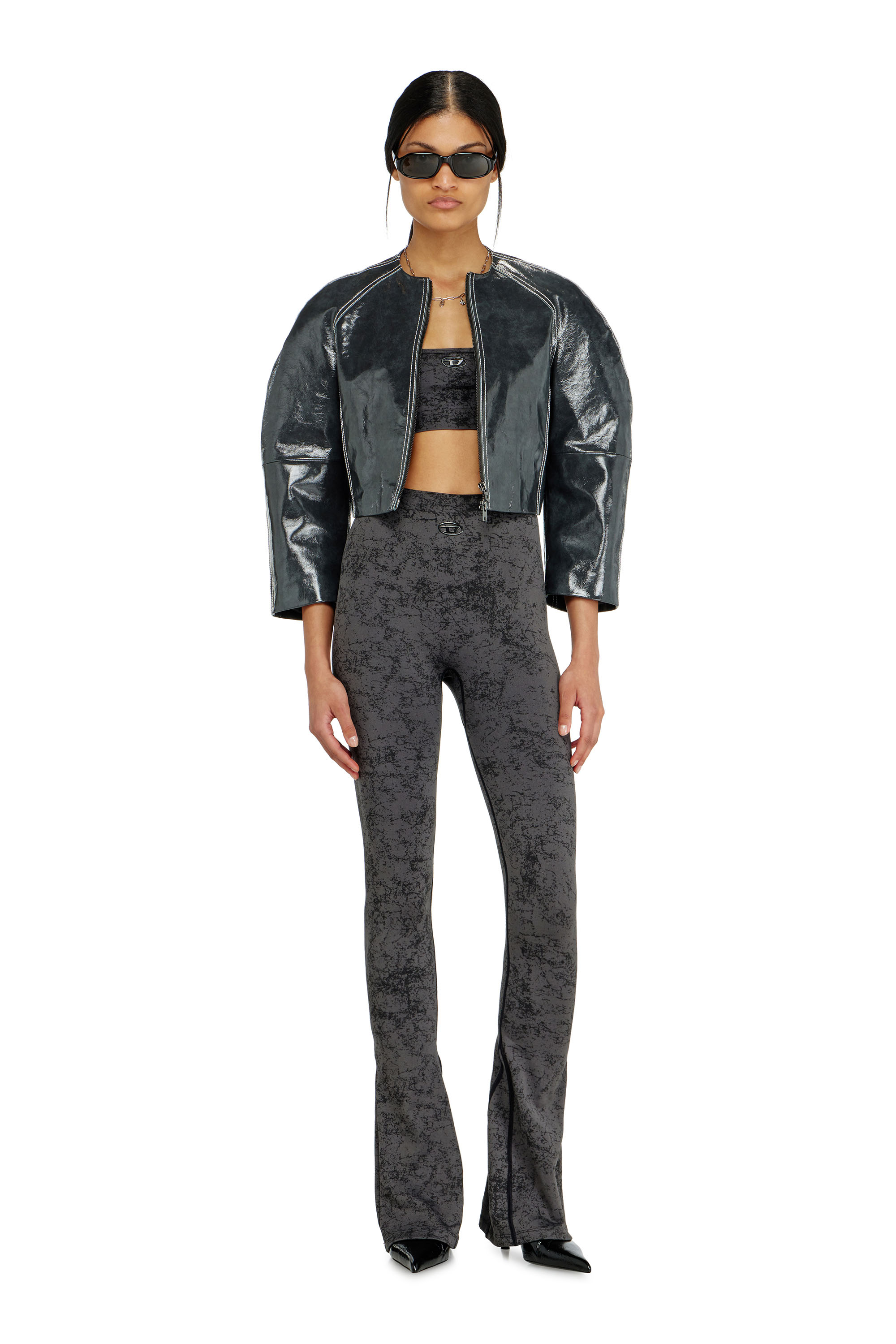 Diesel - CORNELIA-UTLT, Woman's Fared leggings with utilitarian print in Dark grey - 3