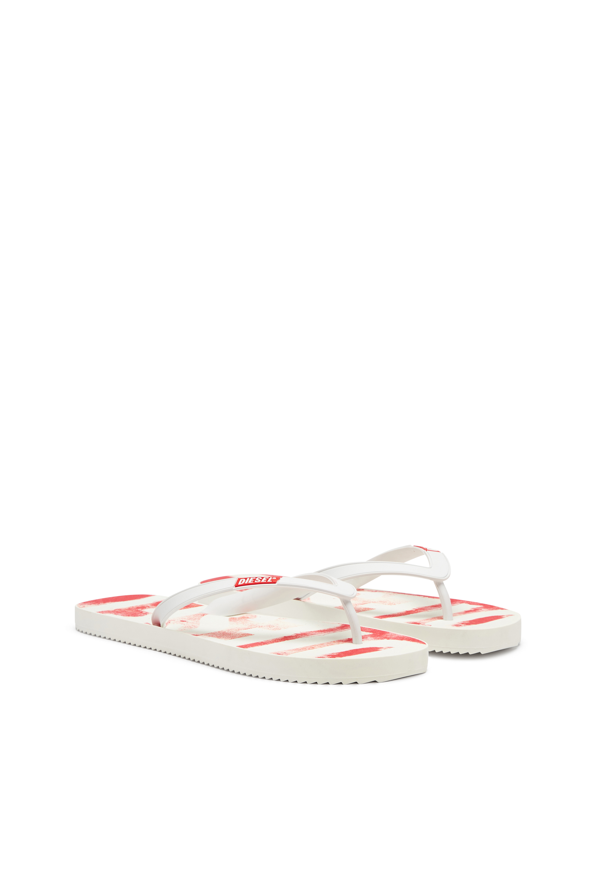 Diesel - SA-RIO, Man's Rubber flip-flops with graffiti logo in White/Red - 2