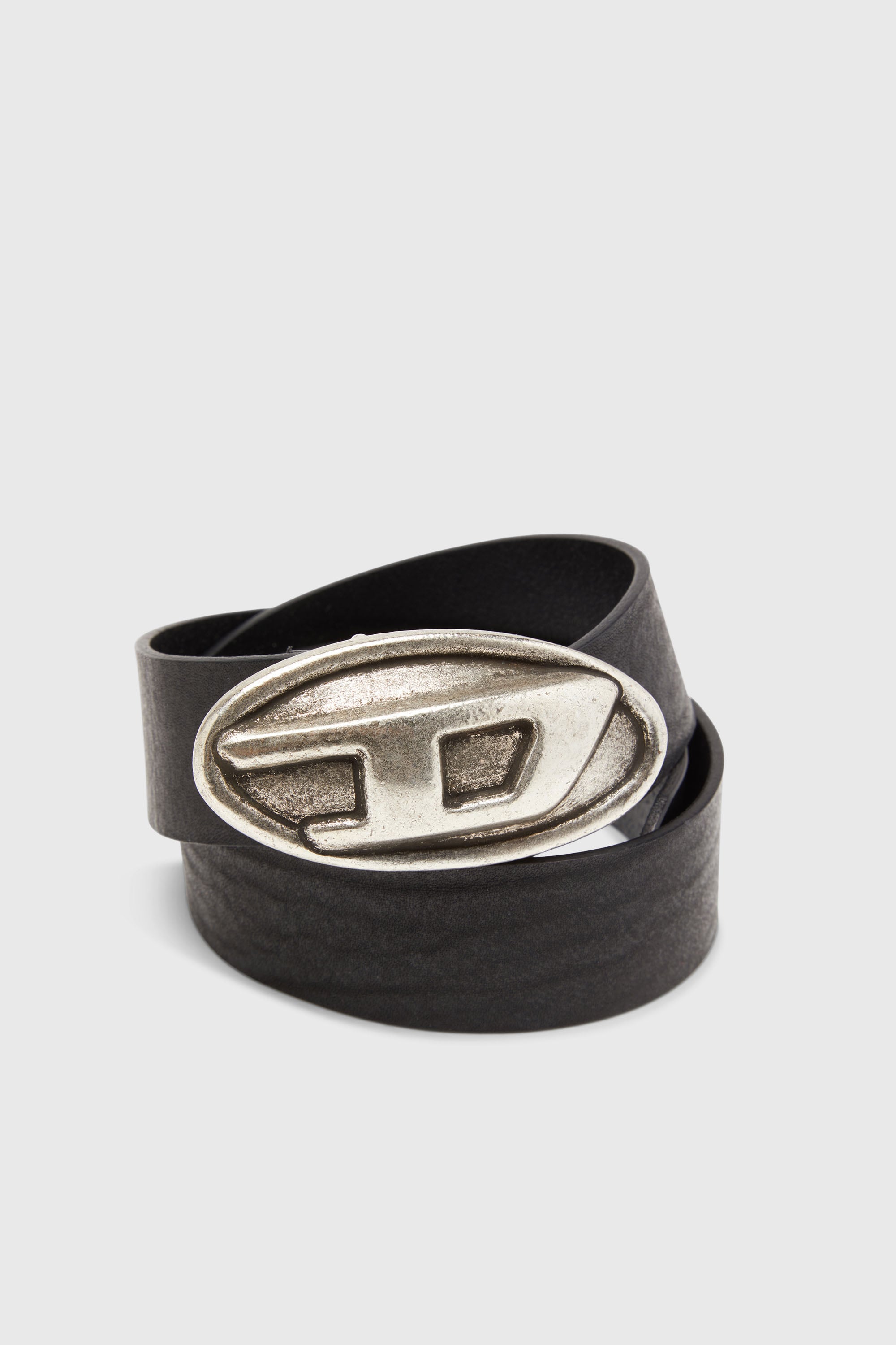 Diesel - B-DOUBLE D, Man's 4 cm belt with Oval D buckle in Black - 3