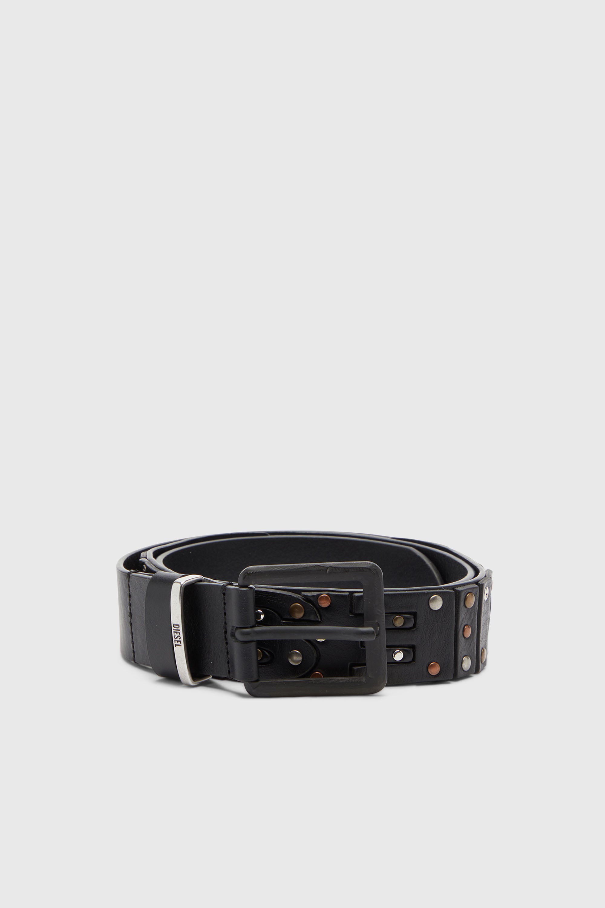 Diesel - B-DSL RIVETS, Unisex's 4cm leather belt with studs and rivets in Black - 1