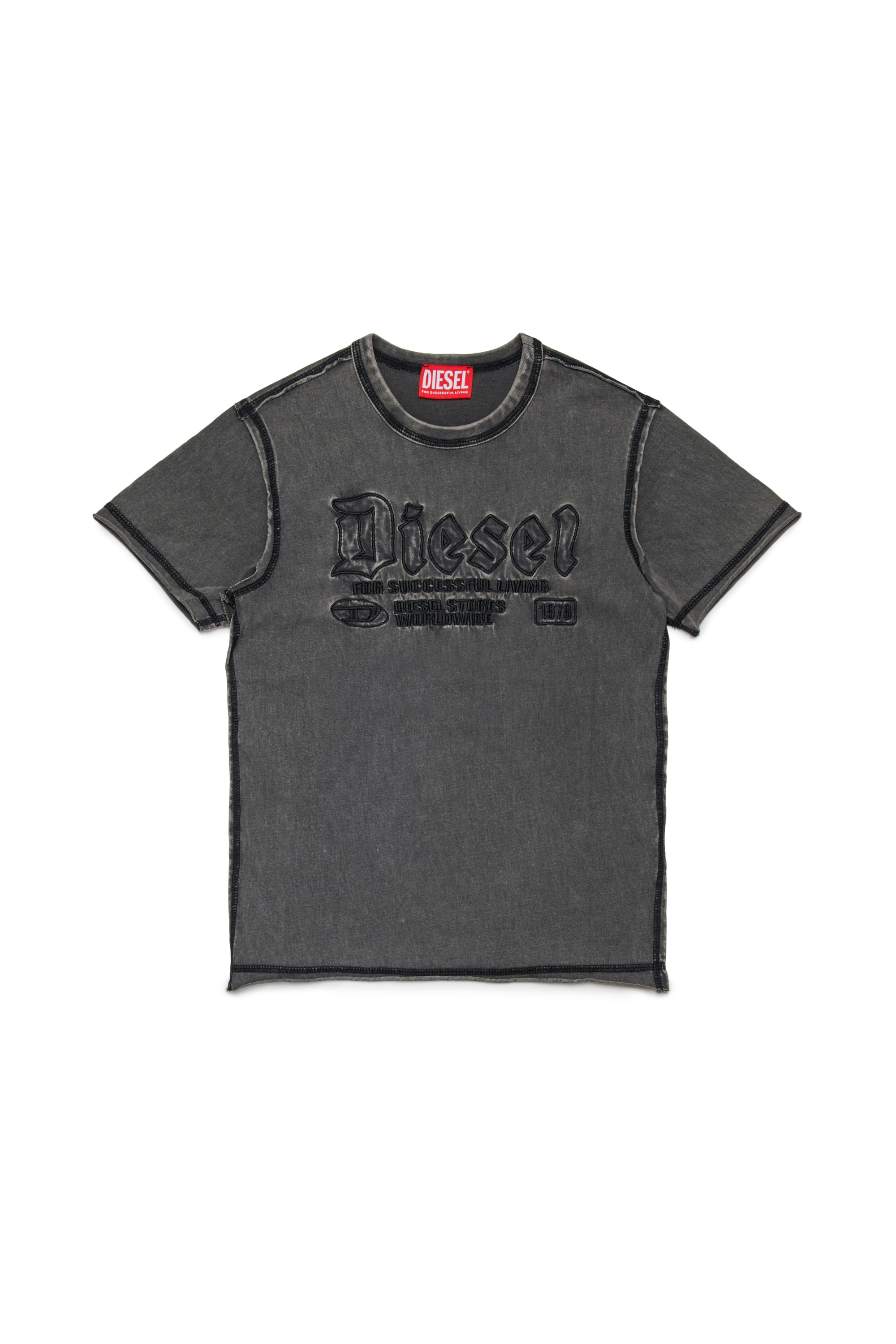 Diesel - TRAWJUST, Man's Cotton T-shirt with embossed logo in Black - 1